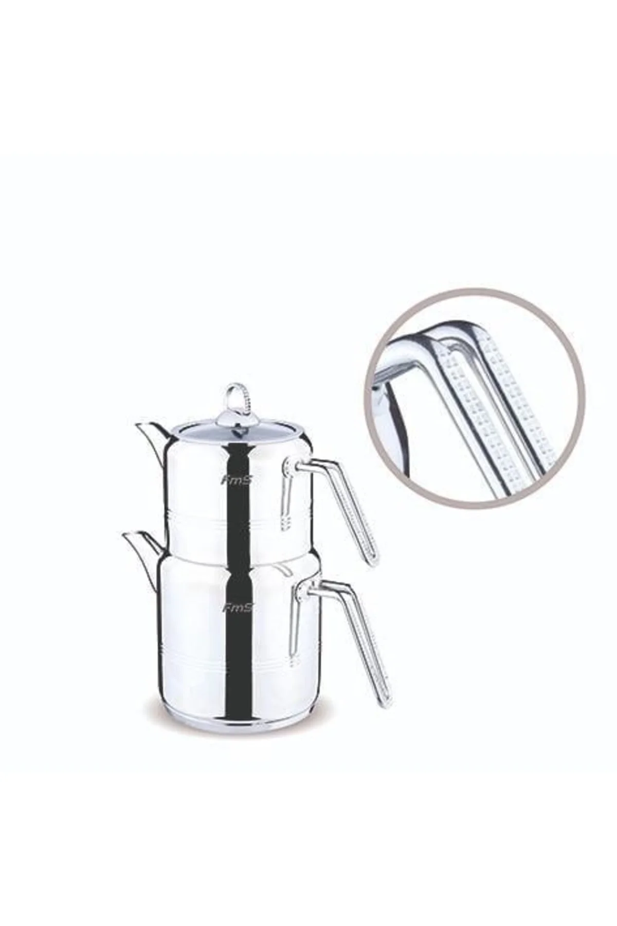 FMS Silindir Elmas Büyük Boy Sade Çaydanlık - Metal - 4025 - Evcimo Home