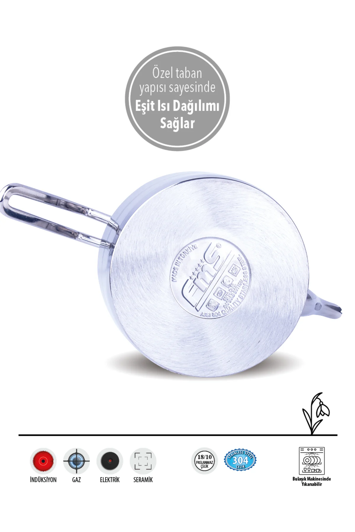 Daisy Jumbo Boy 18/10 Çelik Çaydanlık | İndüksiyon Taban | Ergonomik Sap | 2 L+ 4 L - FMS Görsel 5