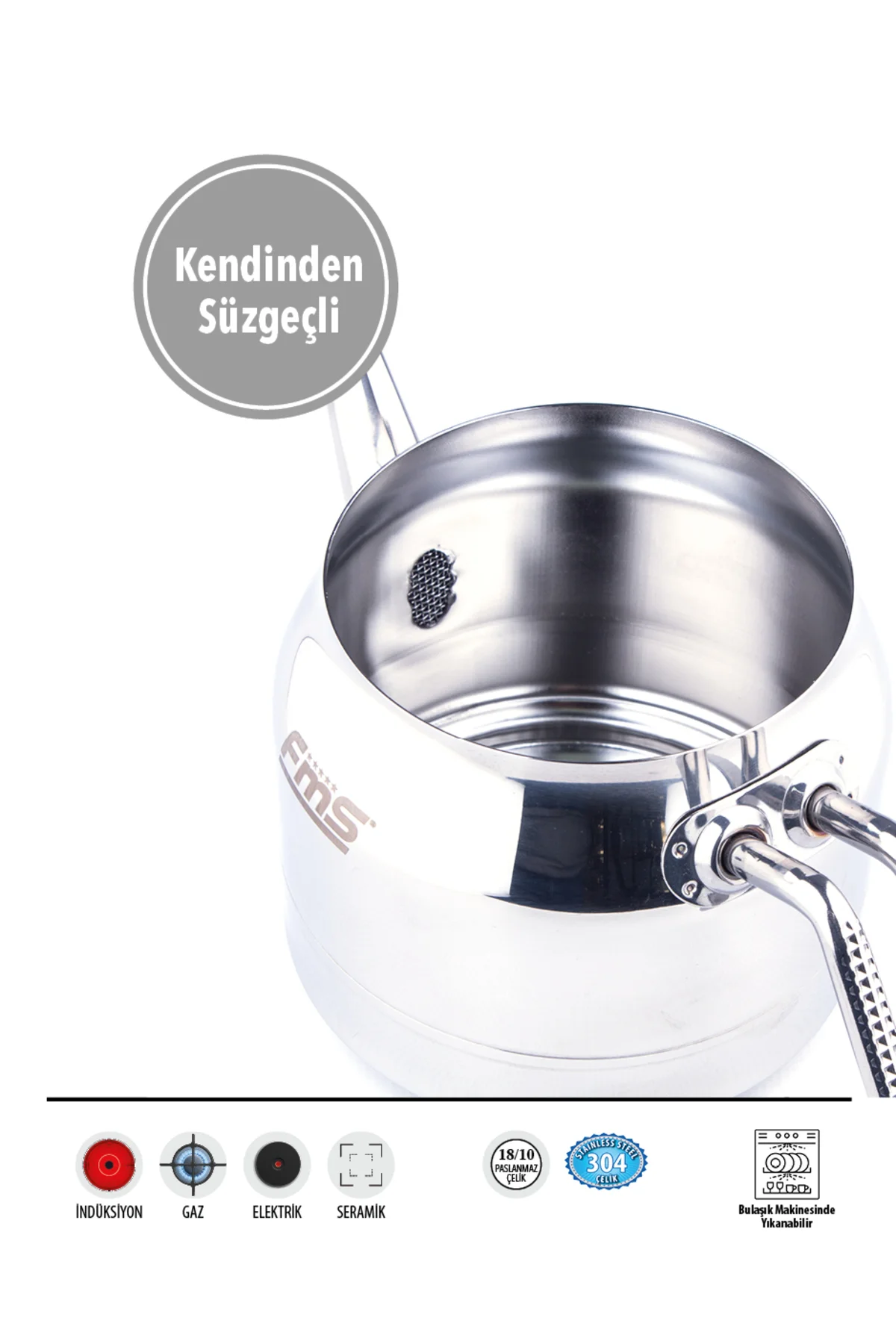 Daisy Jumbo Boy 18/10 Çelik Çaydanlık | İndüksiyon Taban | Ergonomik Sap | 2 L+ 4 L - FMS Görsel 4