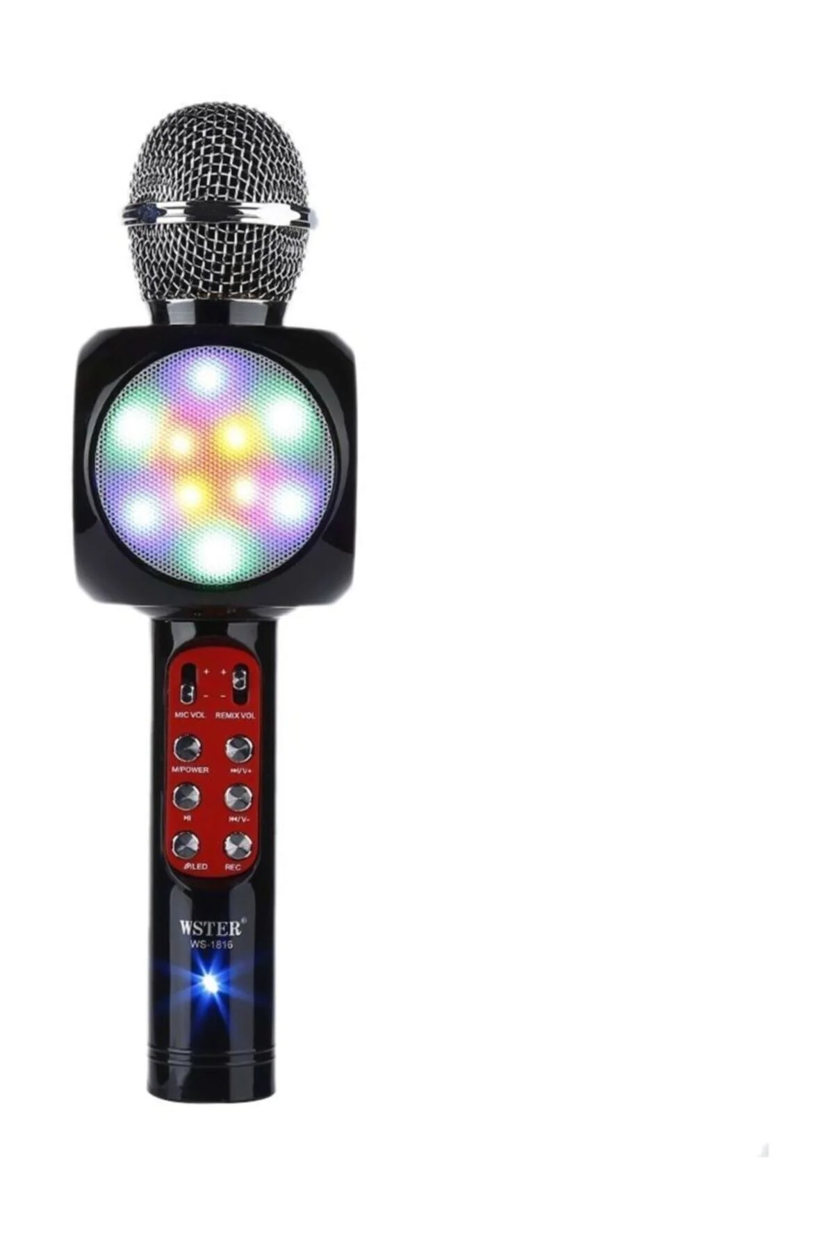 Led Işıklı Karaoke Mikrofon Dahili Hoparlörlü Usb Flash Destekli Ws-1816 Siyah