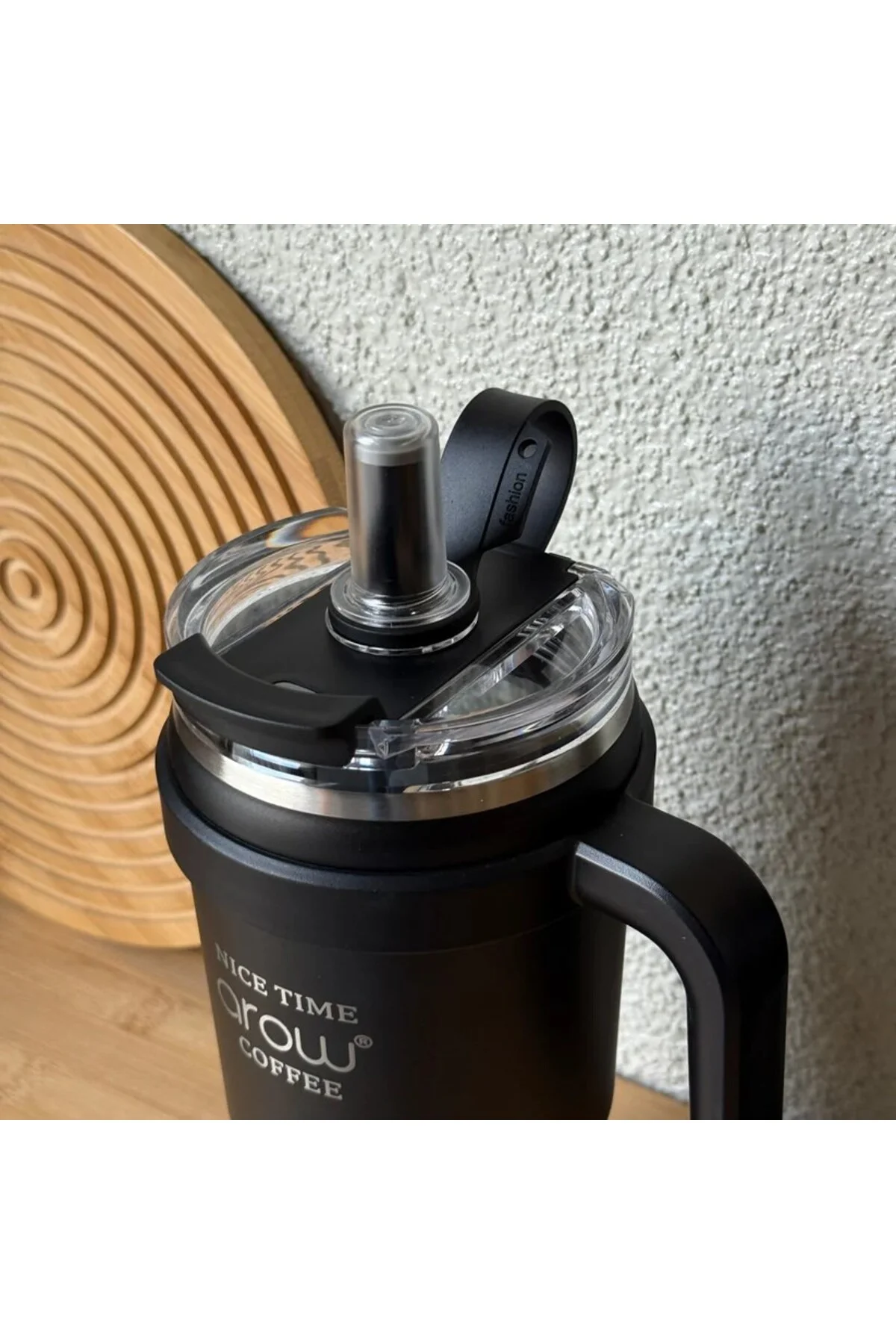 Arow Paslanmaz Çelik Tutmalı Termos Siyah 1 Litre - Evcimo Home Görsel 3