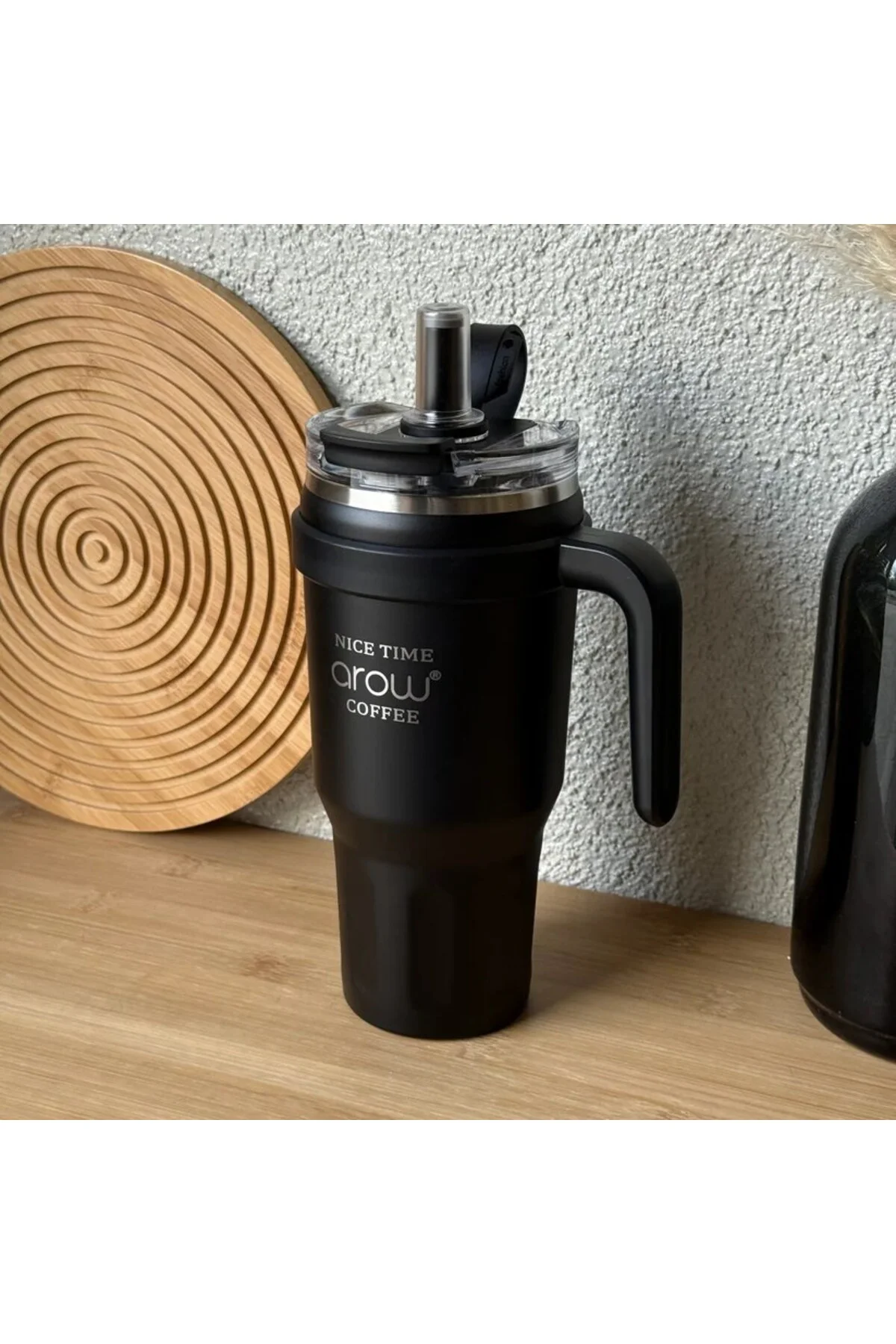 Arow Paslanmaz Çelik Tutmalı Termos Siyah 1 Litre - Evcimo Home Görsel 4