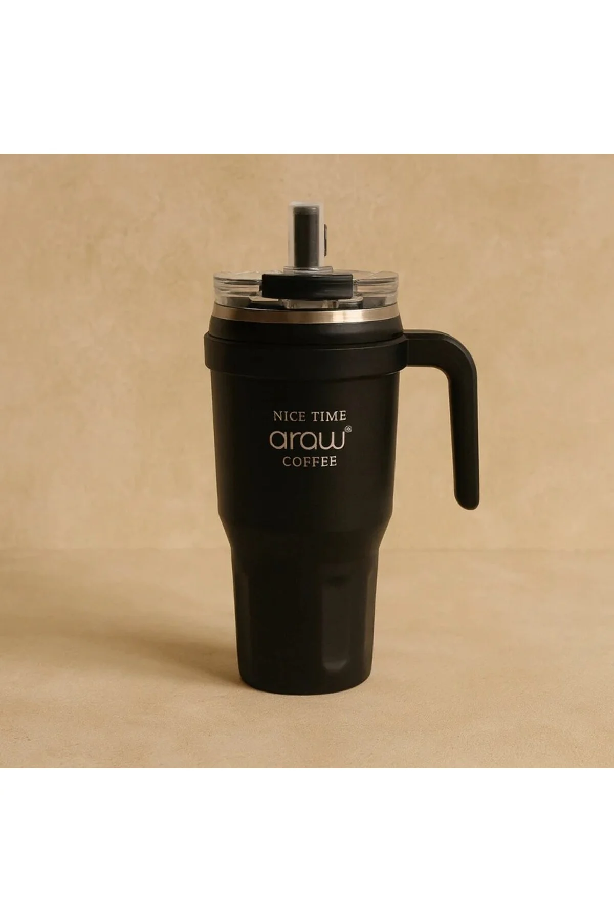 Arow Paslanmaz Çelik Tutmalı Termos Siyah 1 Litre - Evcimo Home
