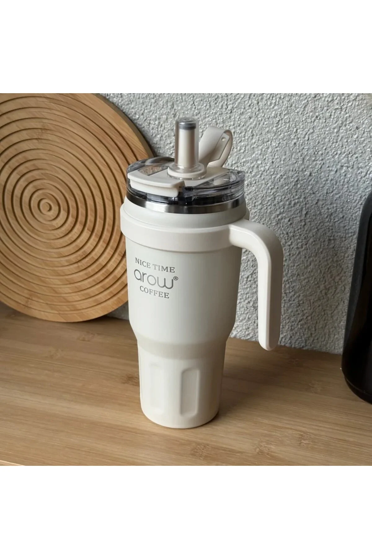 Arow Paslanmaz Çelik Tutmalı Termos Beyaz 1 Litre