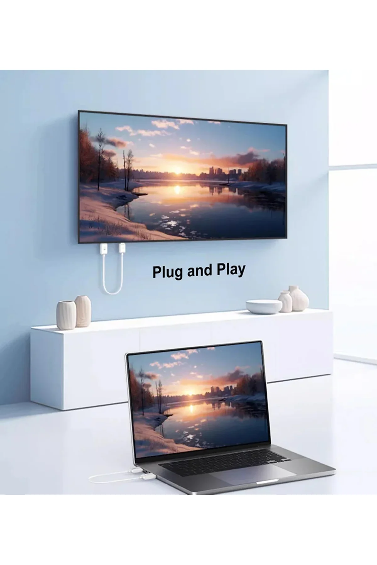 Kablosuz Görüntü Aktarıcı 2026 Model 1080P 60Hz HDMI &amp; Type-C Görüntü Aktarım Kiti 30 Metre - pazariz Görsel 4
