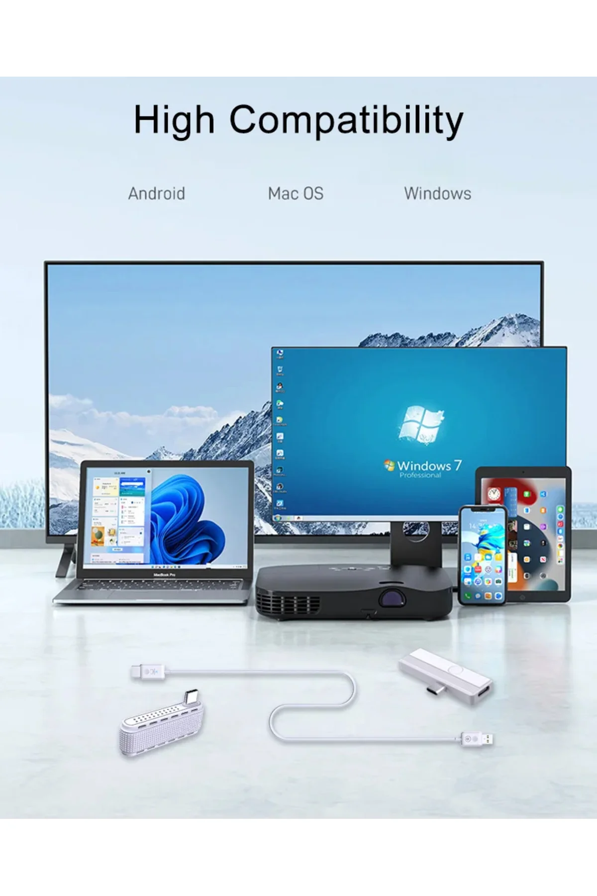 Kablosuz Görüntü Aktarıcı 2026 Model 1080P 60Hz HDMI &amp; Type-C Görüntü Aktarım Kiti 30 Metre - pazariz Görsel 6