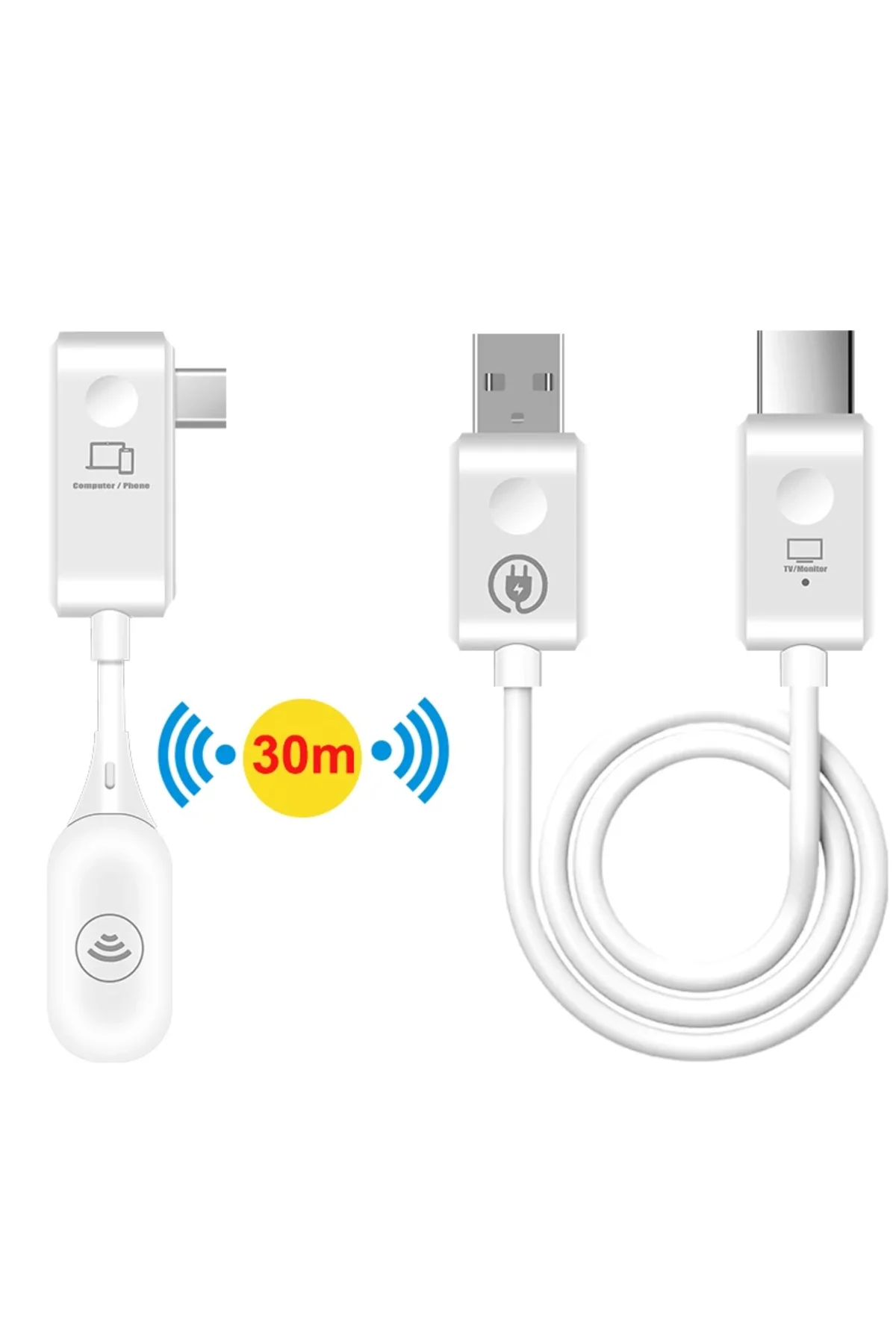 Kablosuz Görüntü Aktarıcı 2026 Model 1080P 60Hz HDMI &amp; Type-C Görüntü Aktarım Kiti 30 Metre