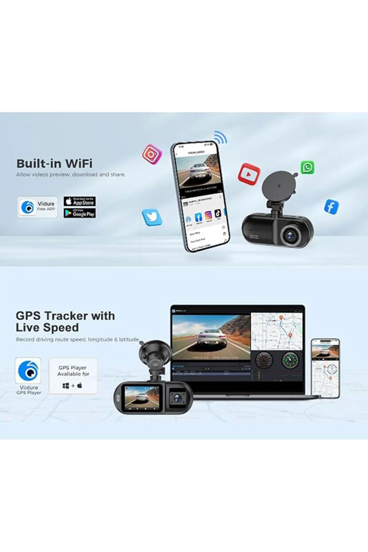 3 Kameralı 4K 360° Araç İçi Kamera Gece Görüşlü Ön Arka İç Kamerası Wifi - pazariz Görsel 4