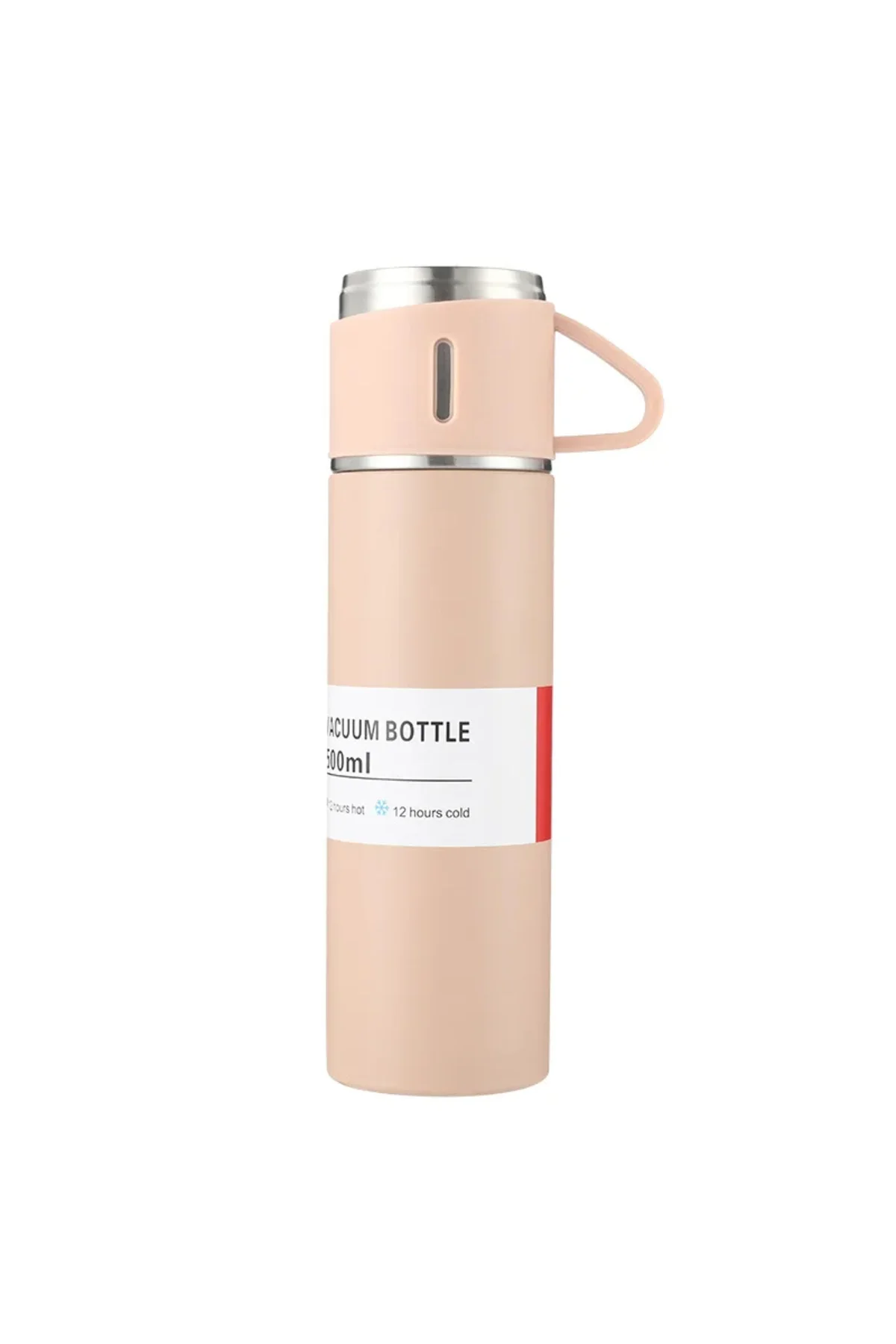 Paslanmaz Çelik 3 Bardaklı Vakumlu Termos Set 500 Ml, 12 Saate Kadar Isı Koruma Termos Pembe - pazariz Görsel 2