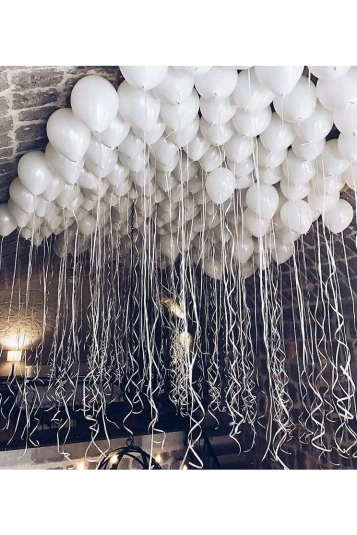 50 Adet Beyaz Renk Metalik Lateks Balon Parti Süslemeleri Uçan Balon