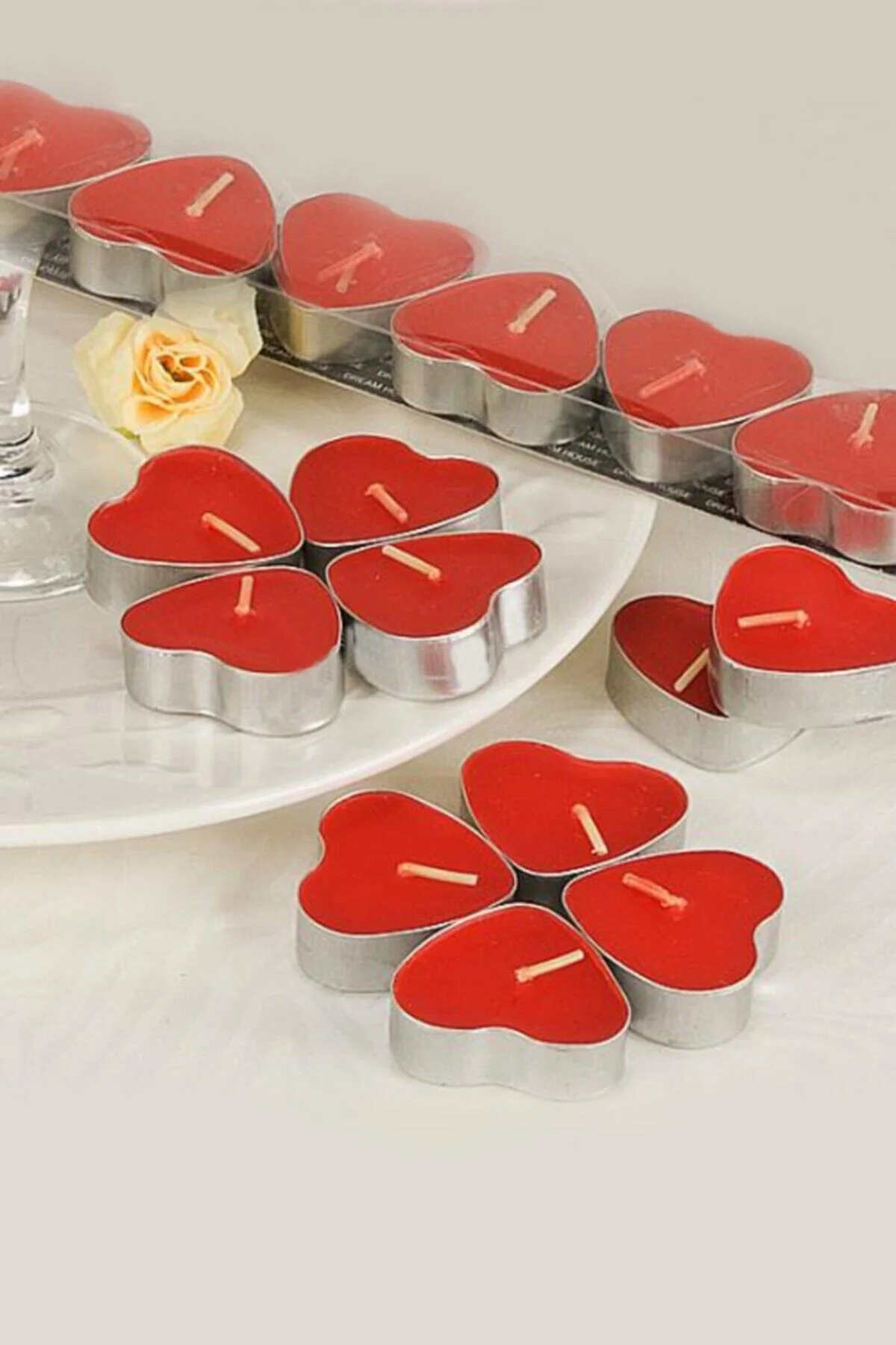 8 Adet Kalp Şeklinde Tea Light Mum