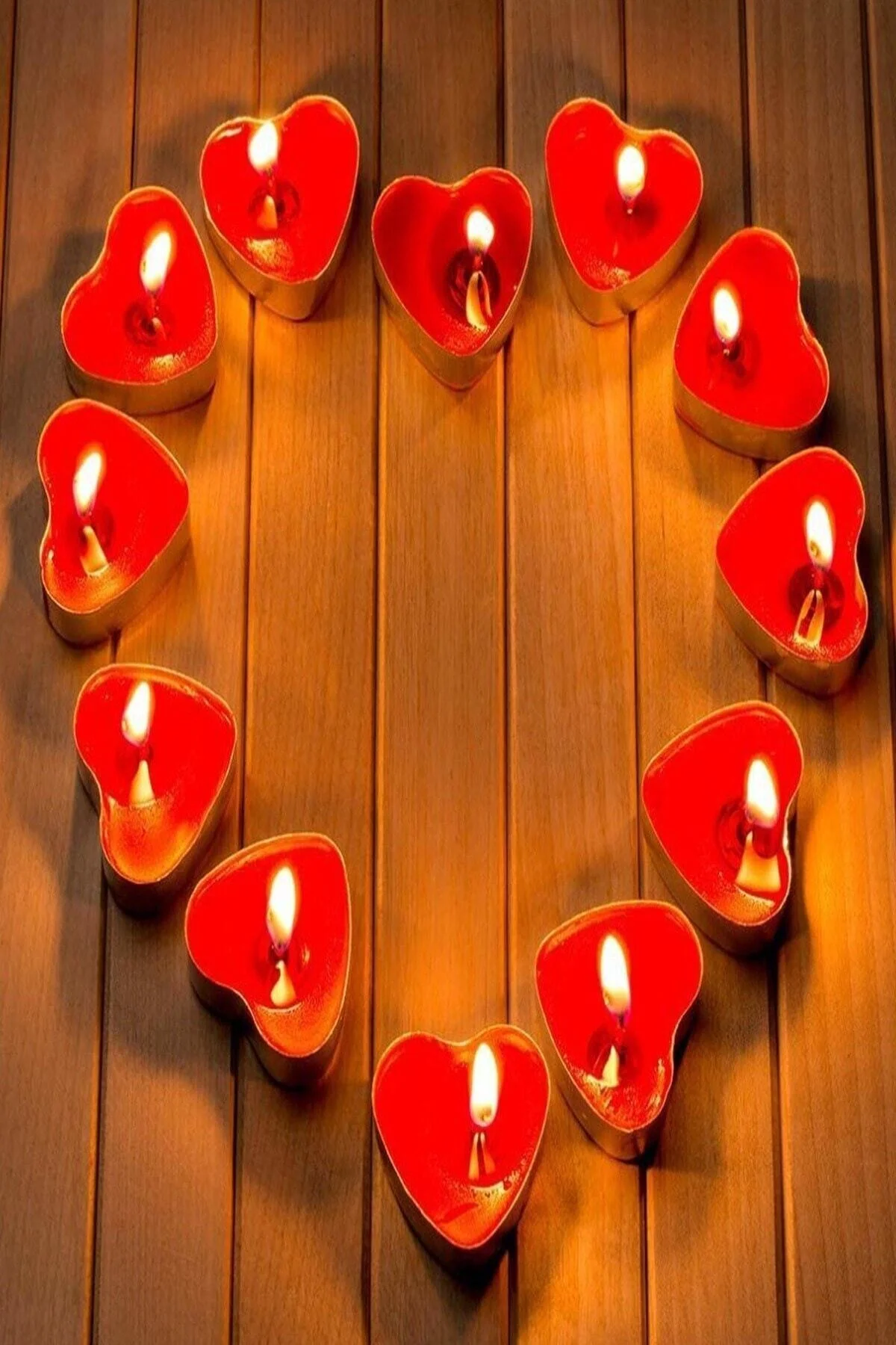 Kırmızı Kalpli Tealight Mum 10'lu