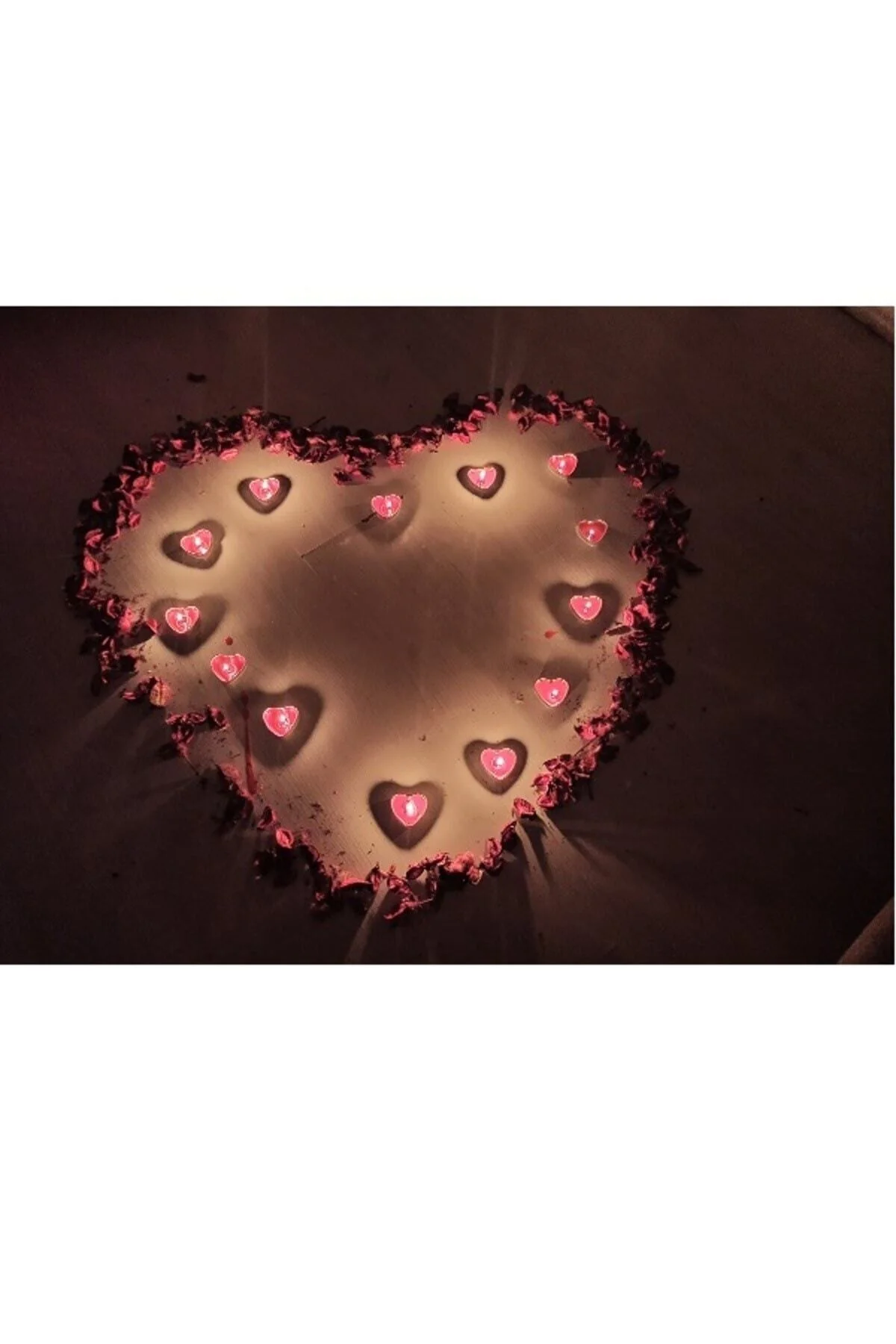 20 Kalpli Tealight Mum + 300 Kuru Gül Yaprağı Romantik Süs - pazariz Görsel 4