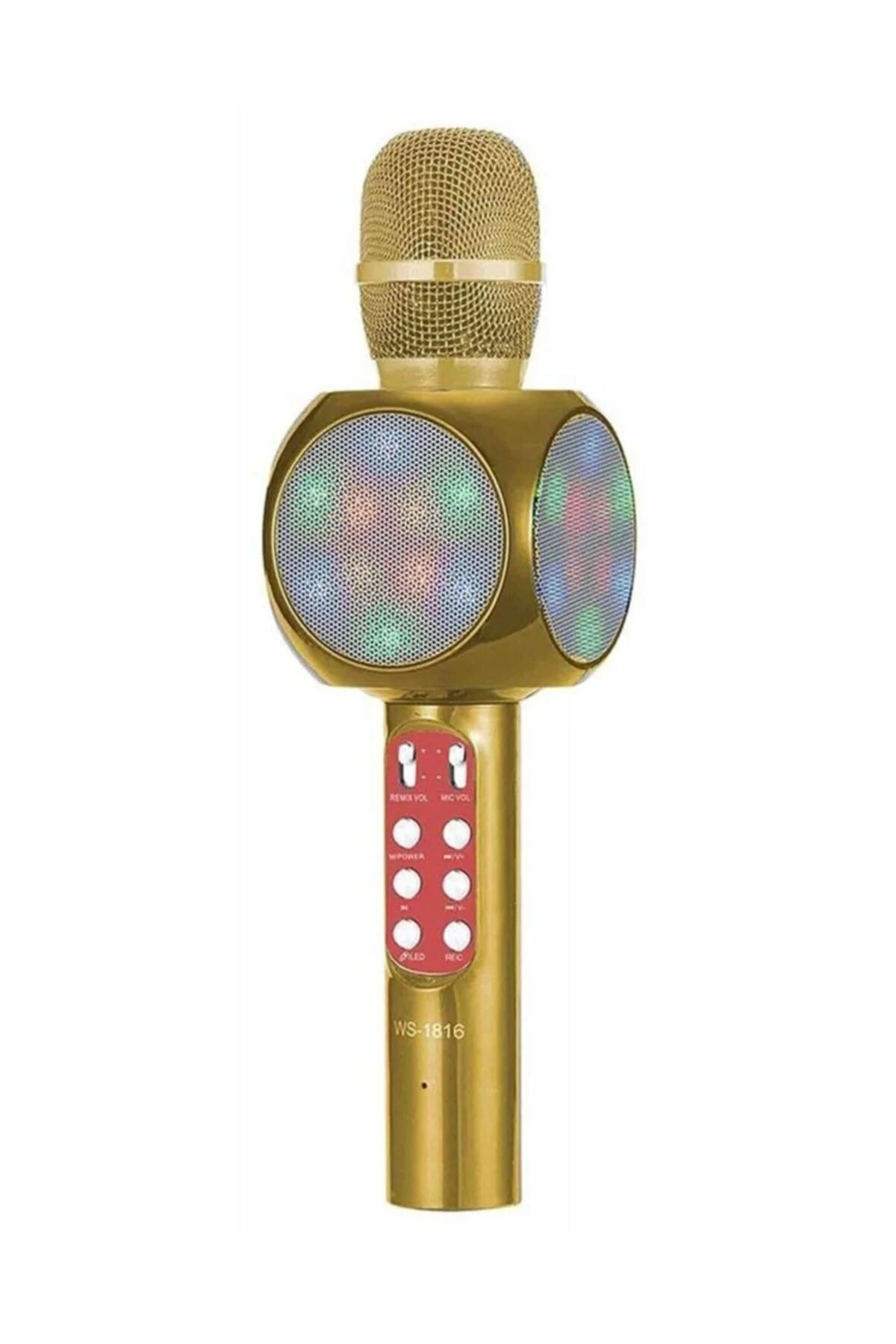 Led Işıklı Karaoke Mikrofon Dahili Hoparlörlü Usb Flash Destekli Ws-1816 Gold