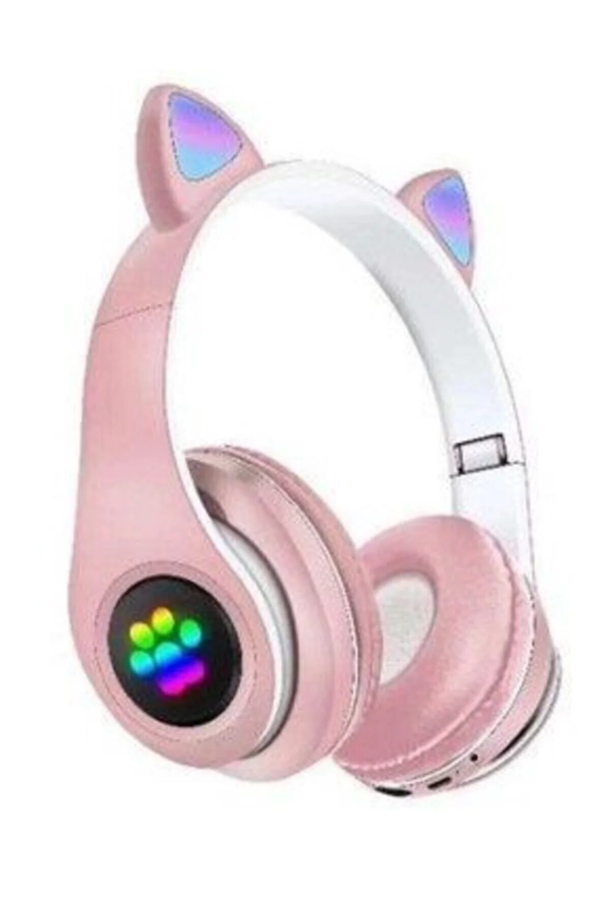 Rgb Işıklı Kedi Kulak Kulaküstü Bluetooth Kulaklık Pembe