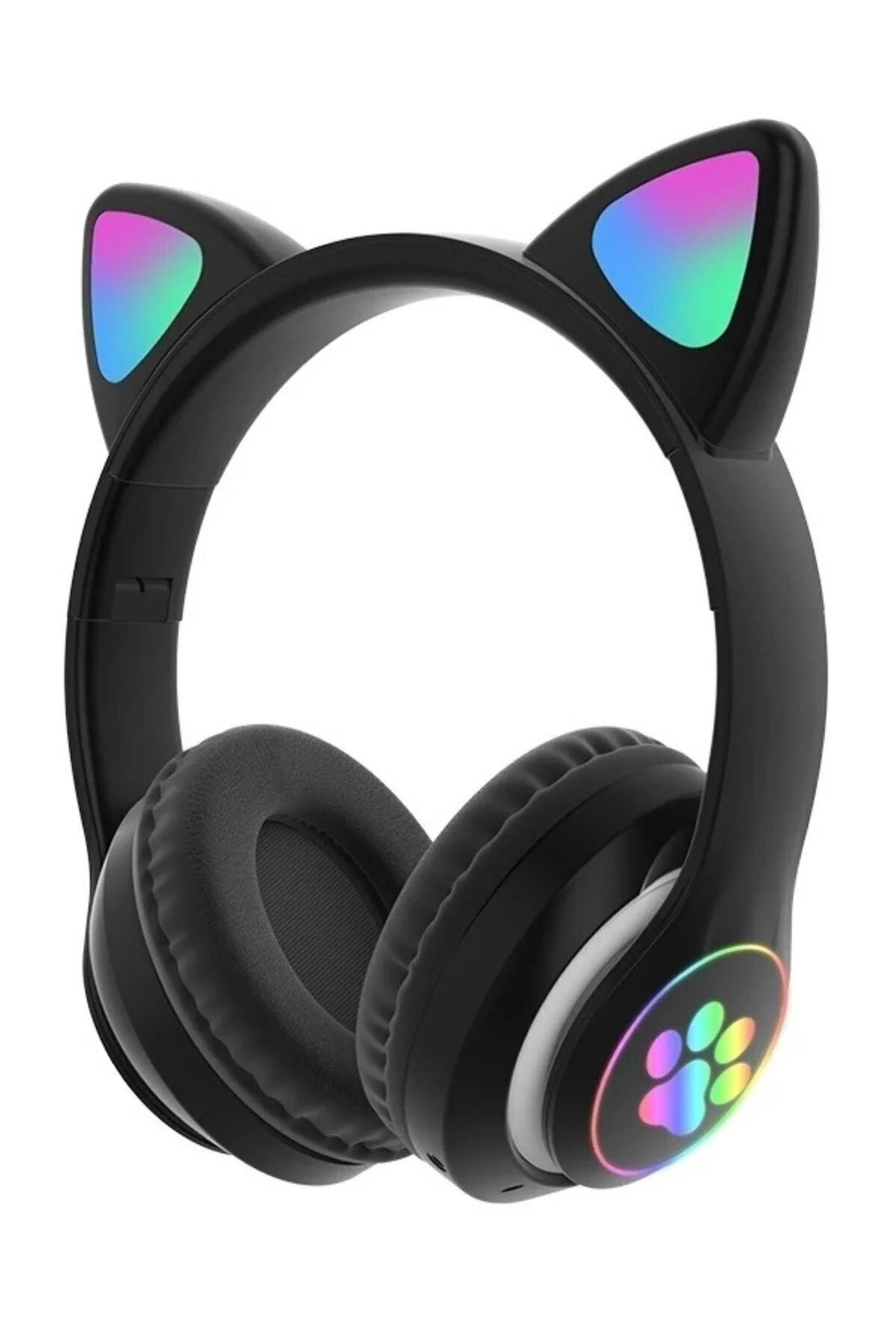 Rgb Işıklı Kedi Kulak Kulaküstü Bluetooth Kulaklık Siyah