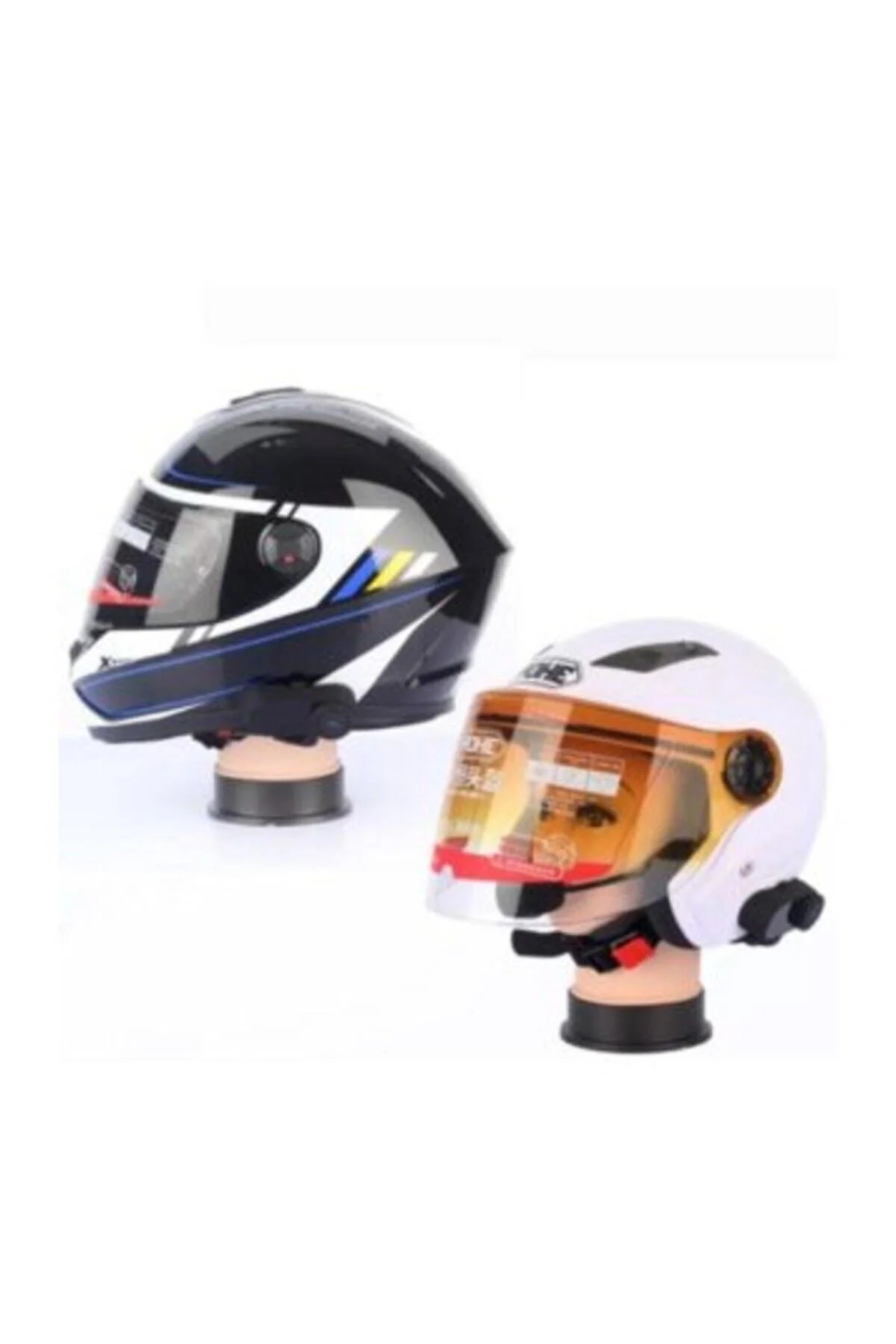 1km Telsiz Intercom Motosiklet Bluetooth Su Geçirmez Kask Kulaklık Lcd-ekran Fm-radyo - pazariz Görsel 2