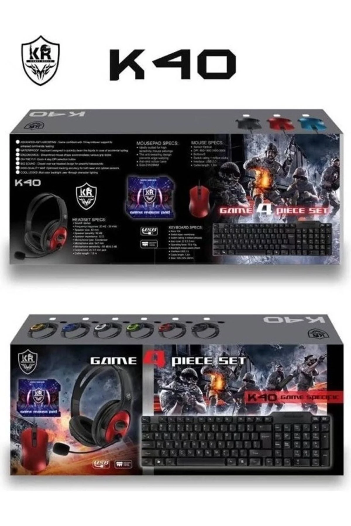 Klavye Mouse Seti Mouse Pad Oyuncu Kulaklığı K40 - 4 Lü Oyuncu Bilgisayar Seti - pazariz Görsel 2