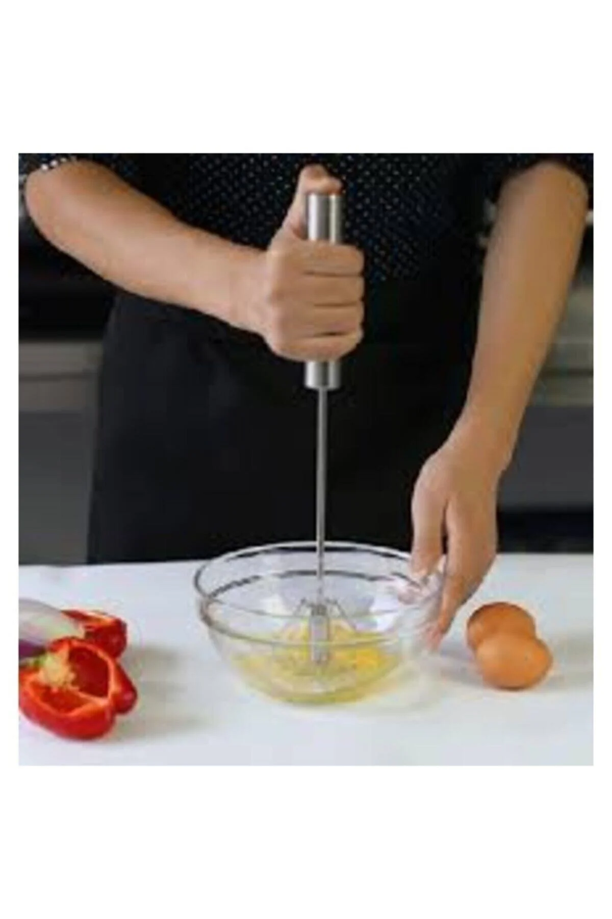 Metal Mikser Çırpıcı 30 Cm Karıştırıcı Bas Çek Çırp Mor - pazariz Görsel 3
