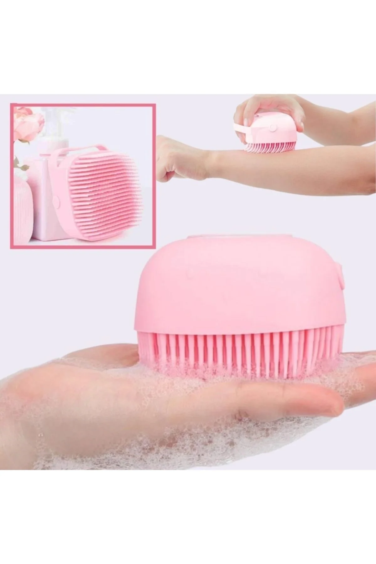 Banyo Duş Kesesi Sabun Duş Jeli Hazneli Masaj Fırçası Lif Kese - pazariz Görsel 3