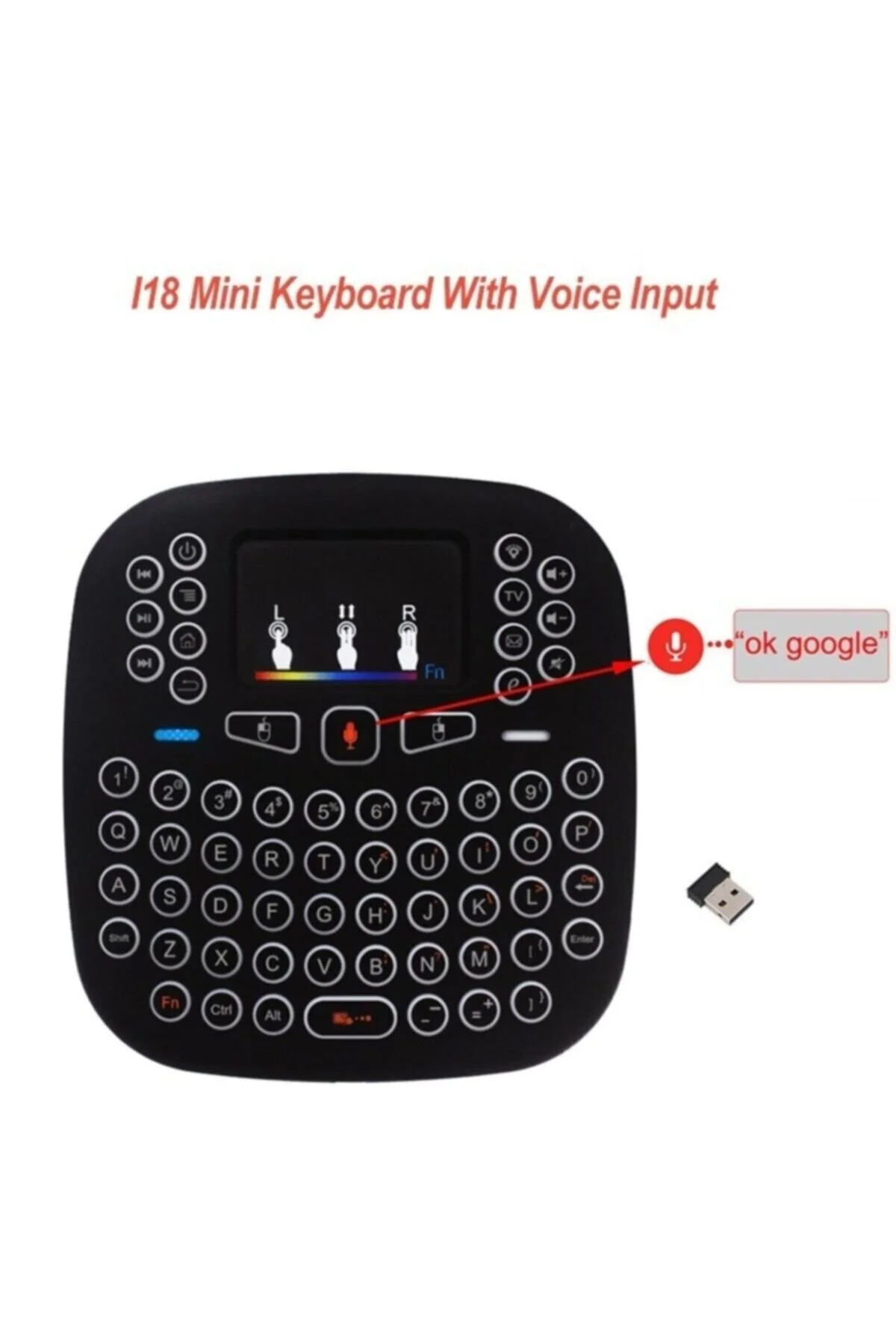 2.4ghz I18 Mini Kablosuz Klavye Touch Pad Işıklı Klavye - pazariz Görsel 4