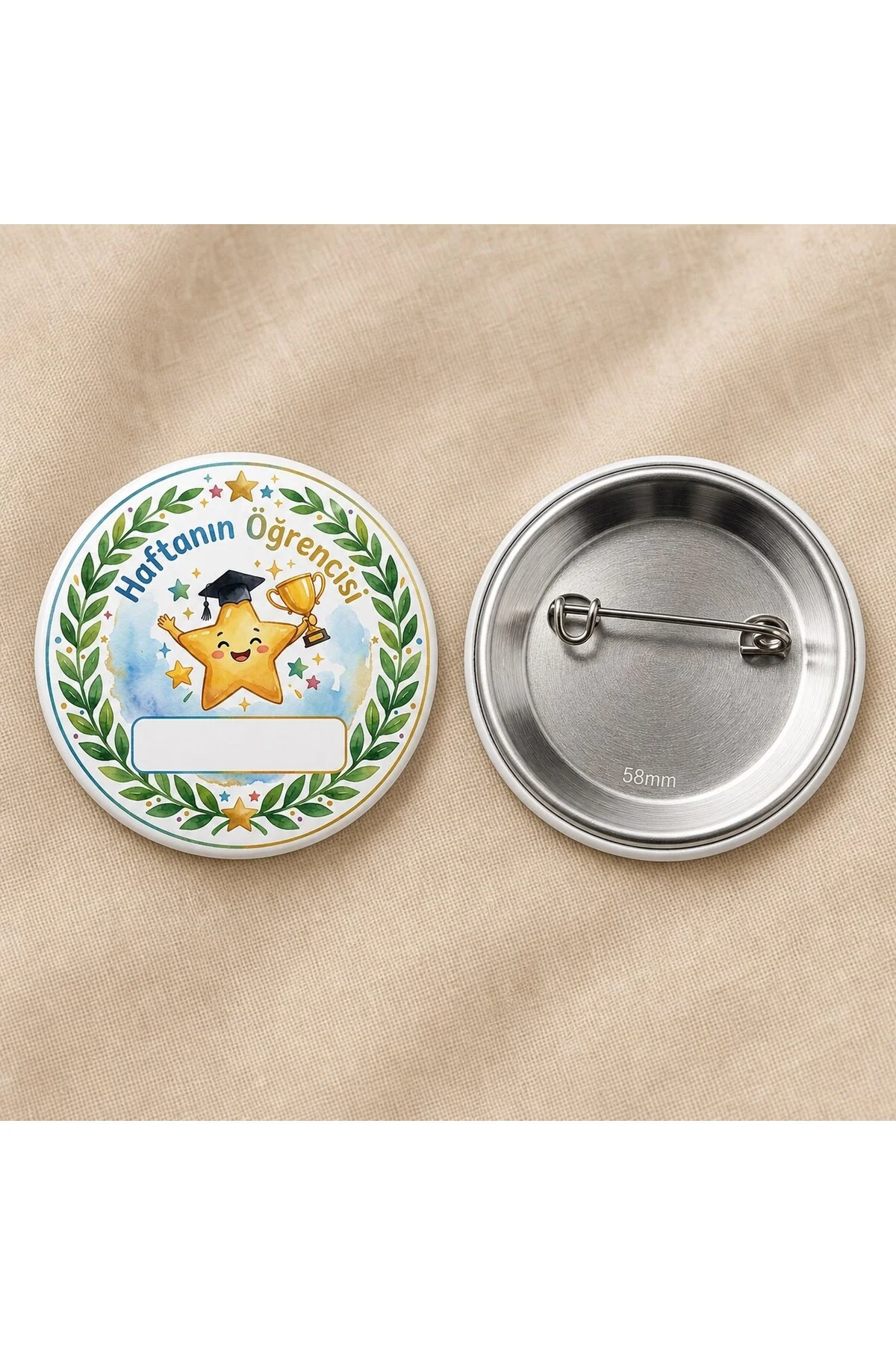 Haftanın Öğrencisi - Okul ve Öğrenci Temalı 58mm İğneli Metal Buton Rozet