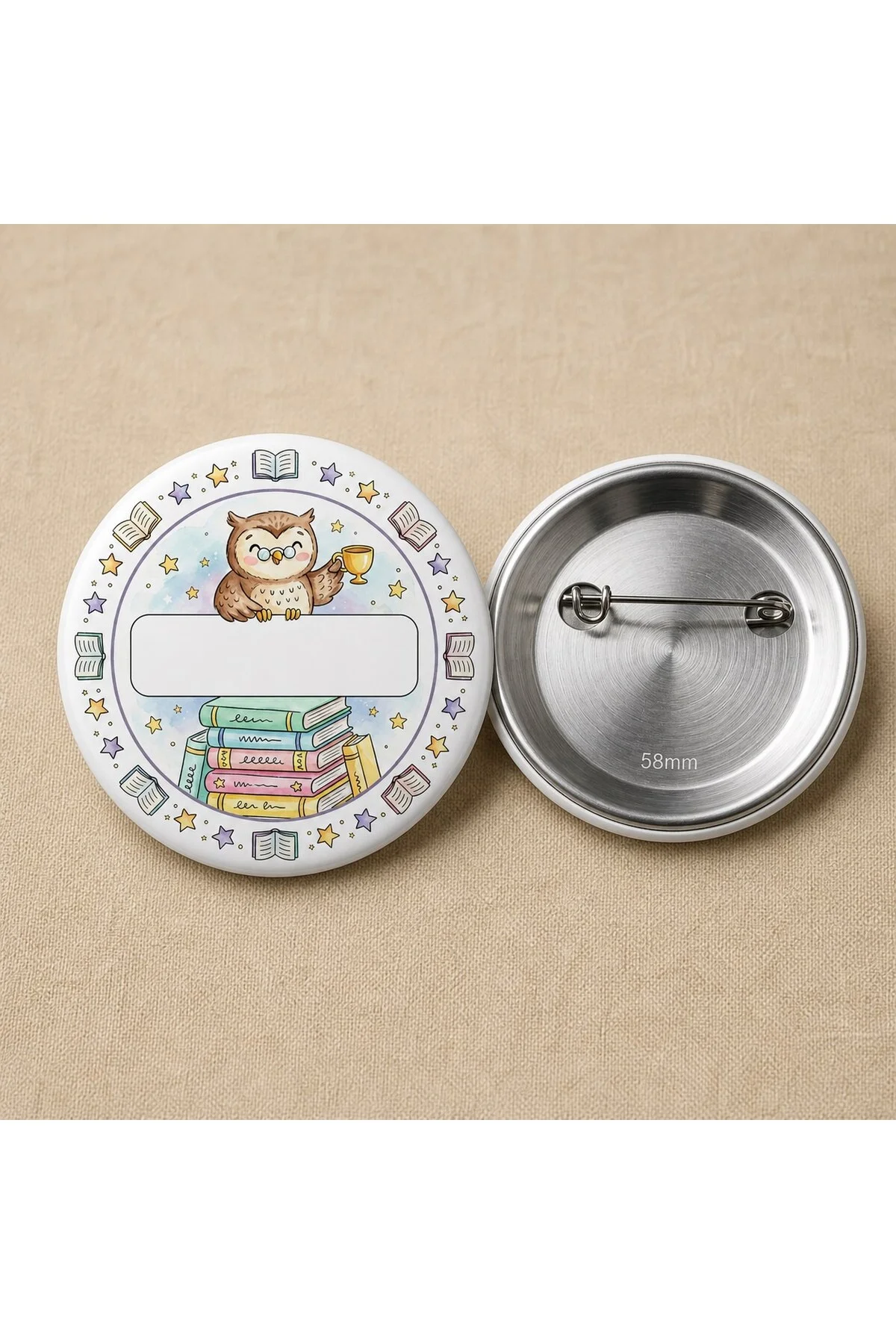 Bilge Baykuş - Kitap Temalı - Okul ve Öğrenci Temalı 58mm İğneli Metal Buton Rozet