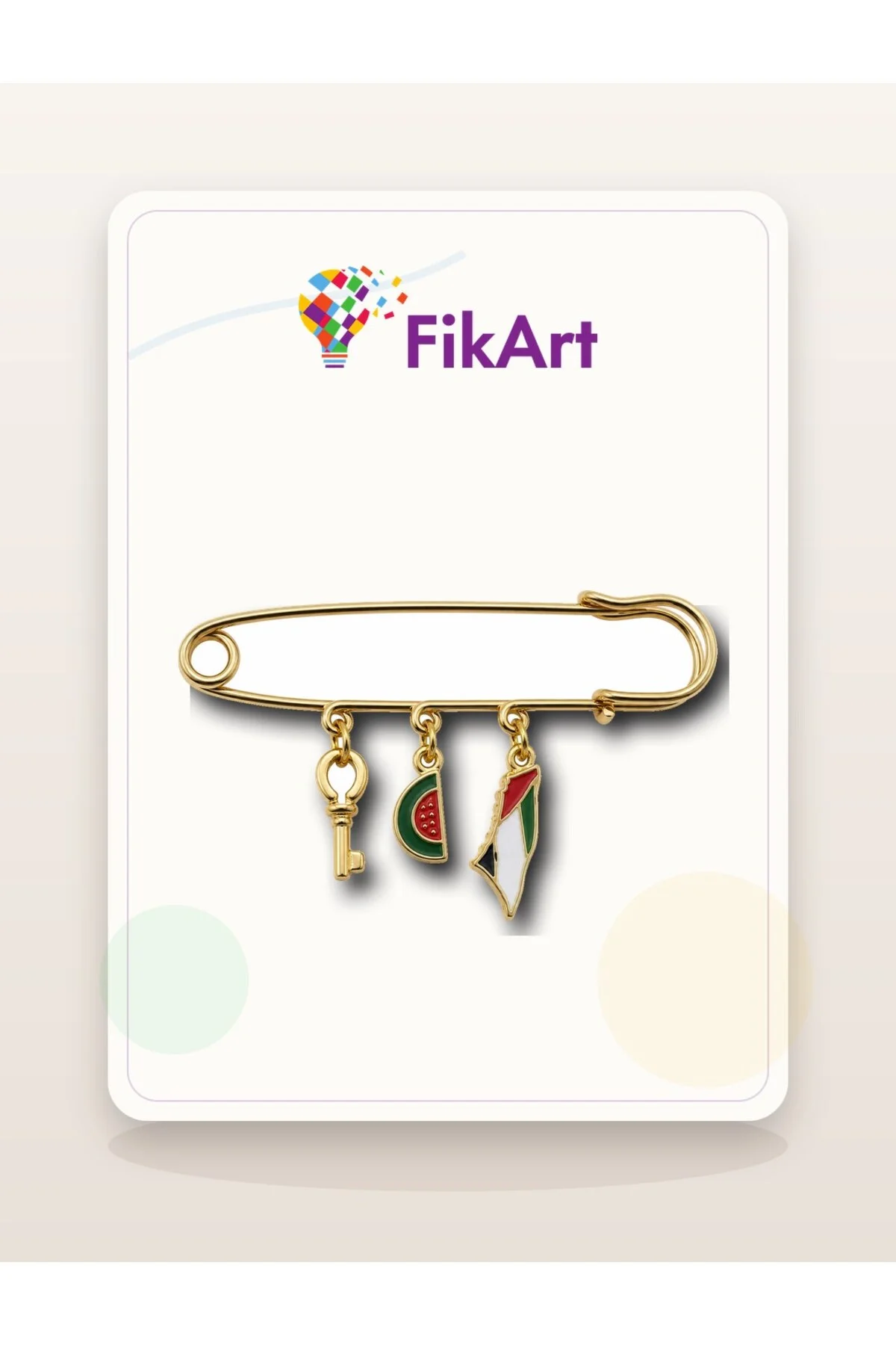 Anahtarlı Filistin Üçlü Sallantılı Çengelli İğne Broş