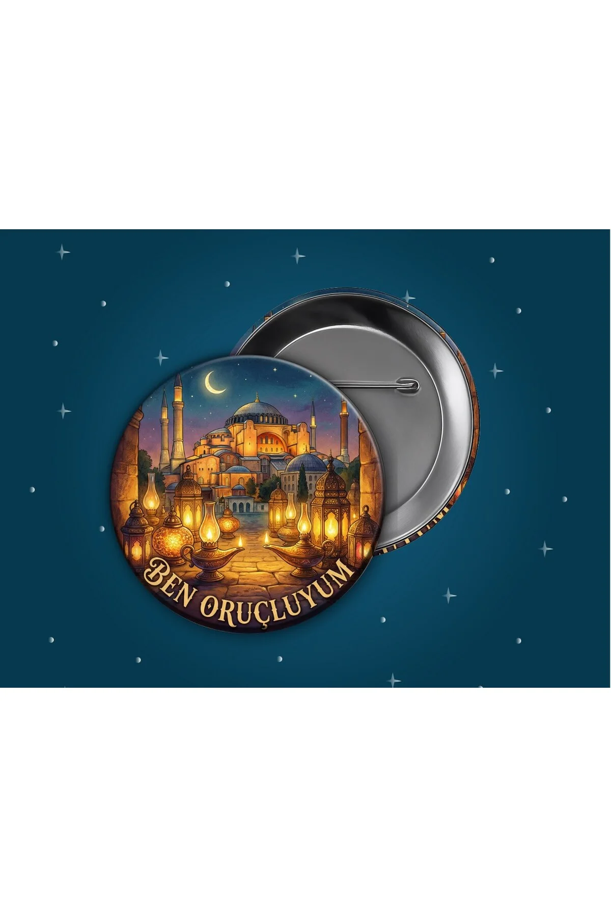 Ben Oruçluyum Rozeti - Çocuklar İçin Ramazan Motivasyon Hediyesi - 58mm İğneli Metal Rozet