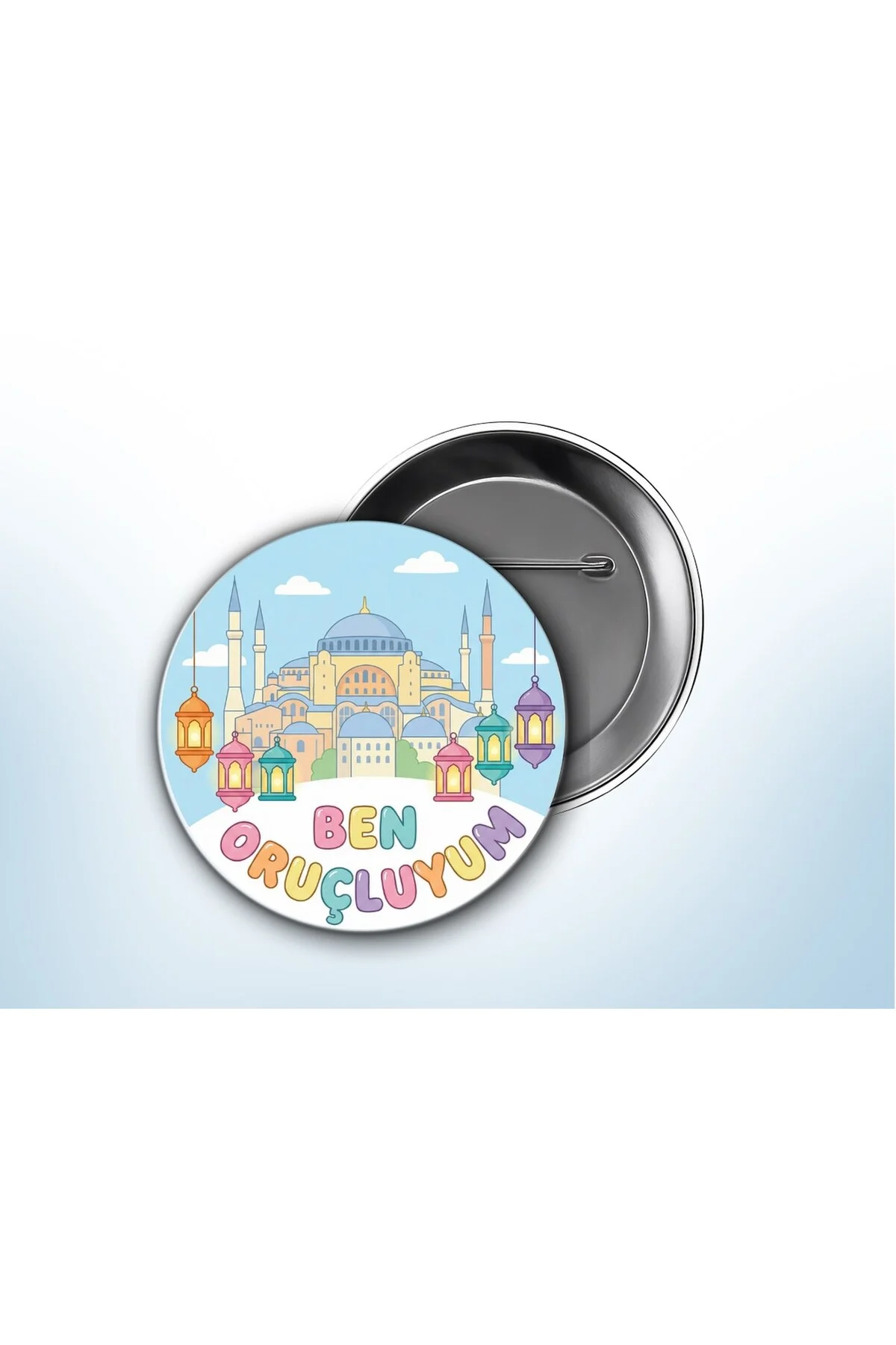 Renkli Ben Oruçluyum Rozeti - Çocuklar İçin Ramazan Motivasyon Hediyesi - 58mm İğneli Metal Rozet