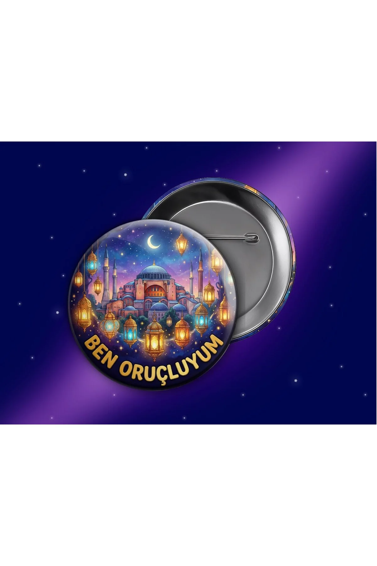 Ben Oruçluyum Rozeti - Çocuklar İçin Ramazan Motivasyon Hediyesi - 58mm İğneli Metal Rozet