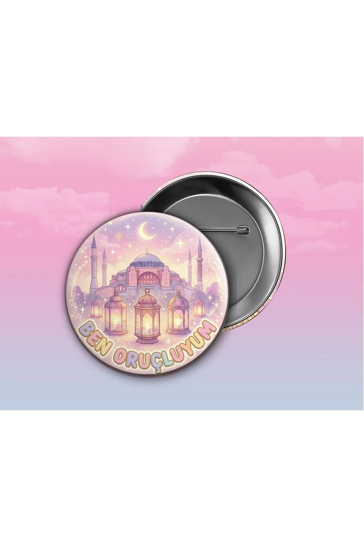 Ben Oruçluyum Rozeti - Çocuklar İçin Ramazan Motivasyon Hediyesi - 58mm İğneli Metal Rozet