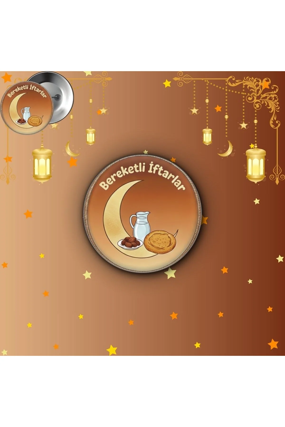 Bereketli İftarlar Buton Rozet - Ramazan Sofrası Hediyesi - İftar Daveti ve Organizasyon Rozeti - Fikart Görsel 2
