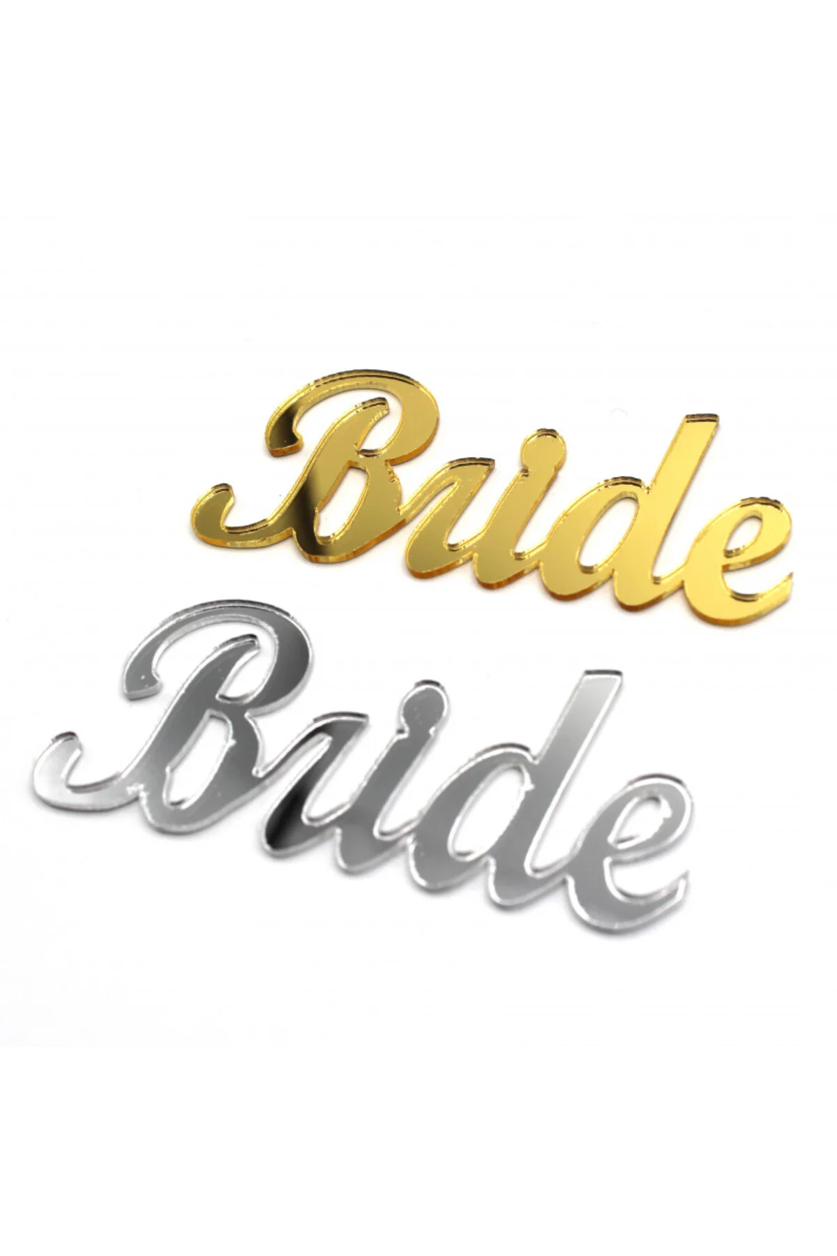 pleksi gümüş bride yazısı 10 adet 6cm