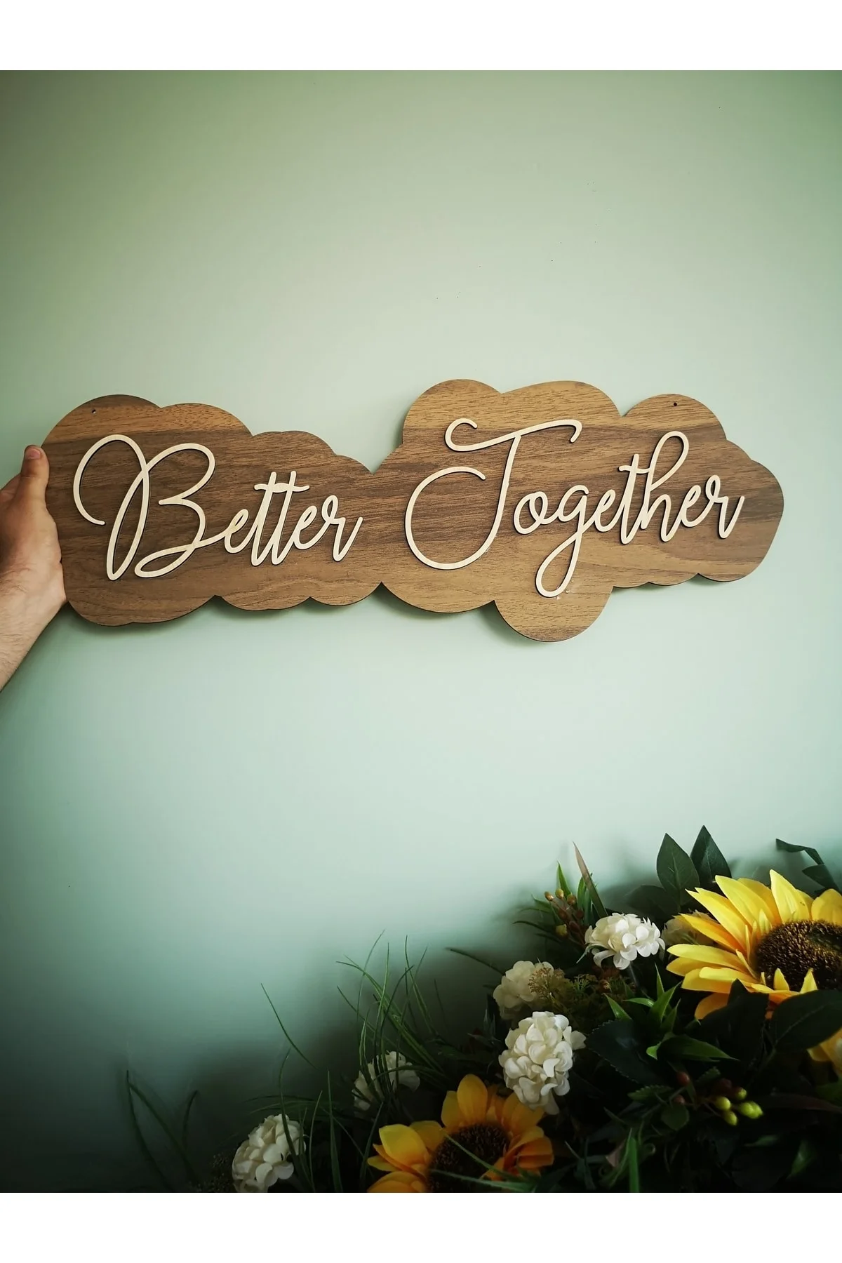 Dekoratif Ahşap Renk Better Together Yazısı
