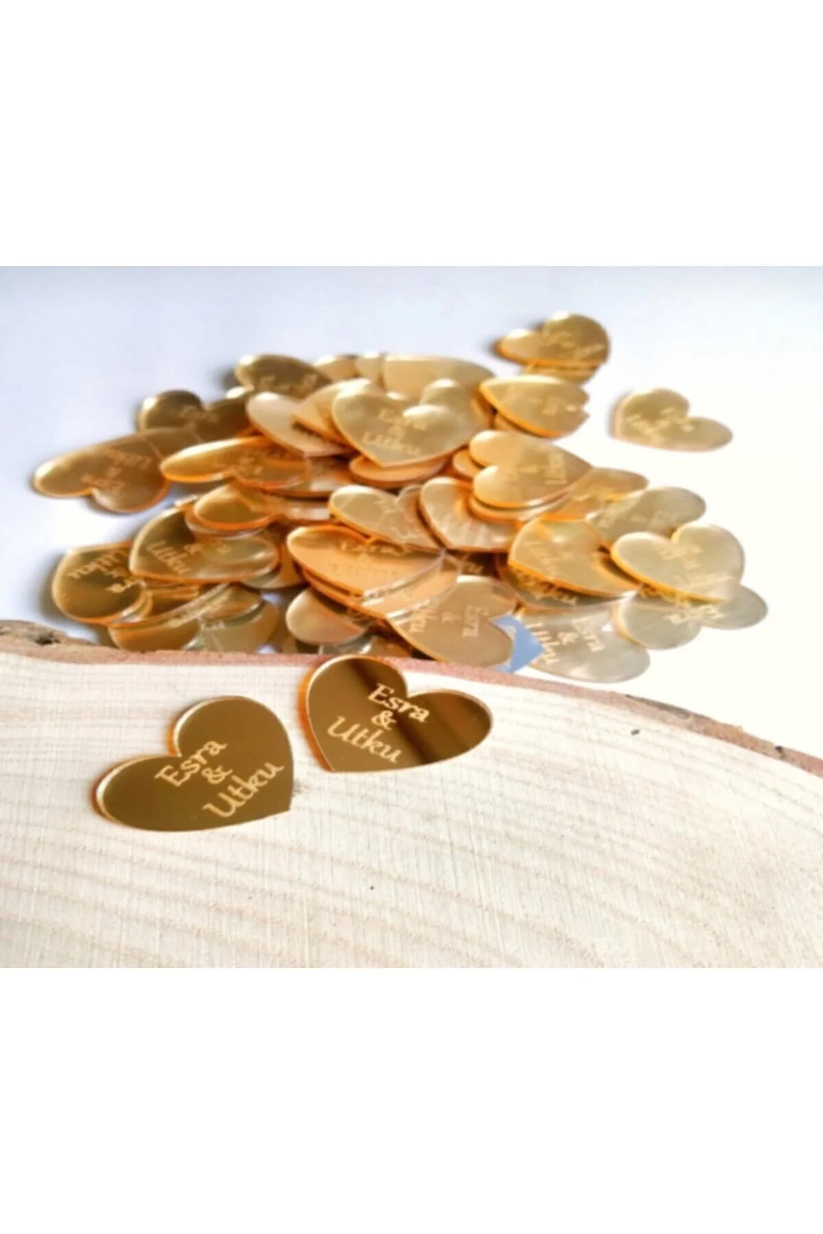 Pleksi Kalp Çikolata Üstü Yazıları Yapışkanlı Damat Kahvesi Gold - Gümüş Renk Kalp 30 Adet - KESİTA TASARIM Görsel 2