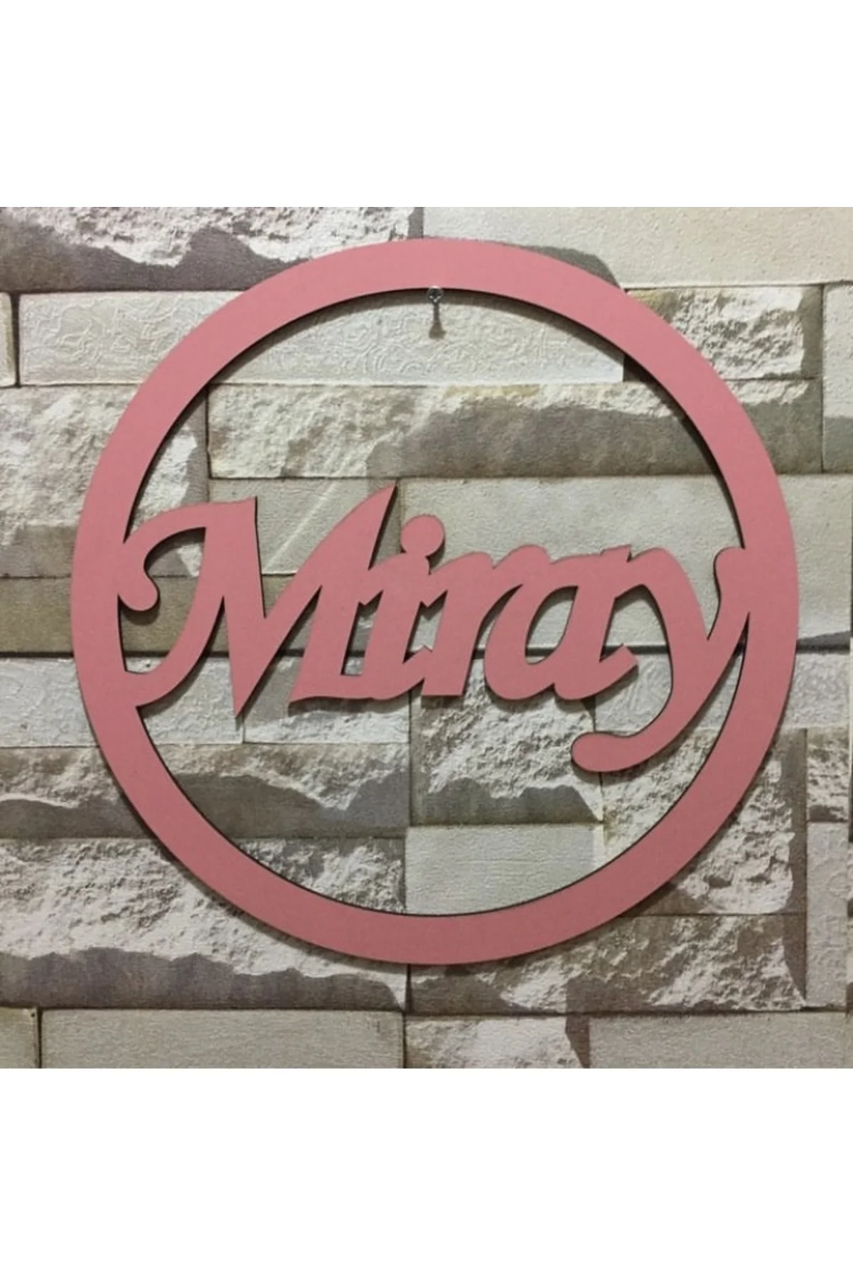 3MM KALINLIK 30 CM MAKROME YUVARLAK İSİM YAZILI KAPI SÜSÜ PEMBE RENK