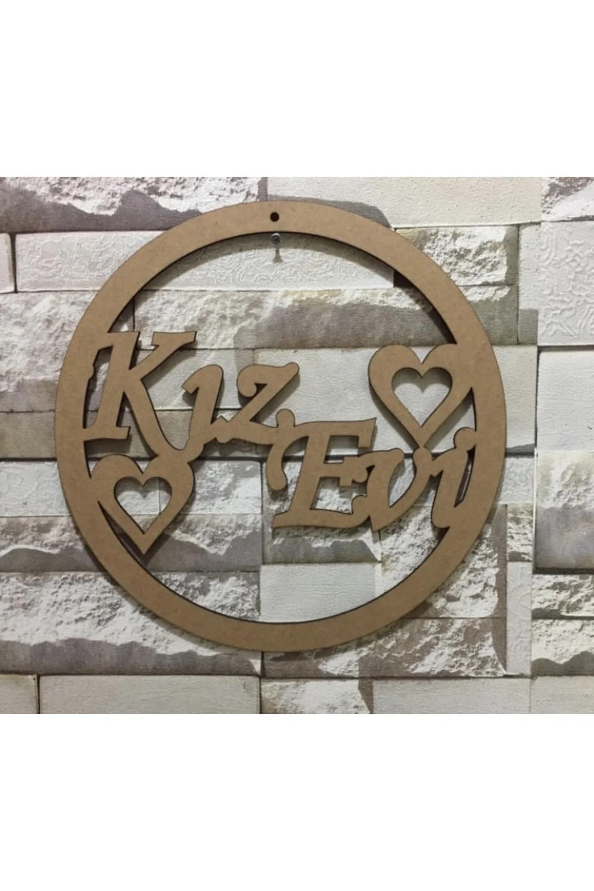 30 CM KIZ EVİ YAZILI HAM AHŞAP RENK KAPI SÜSÜ BOYANABİLİR