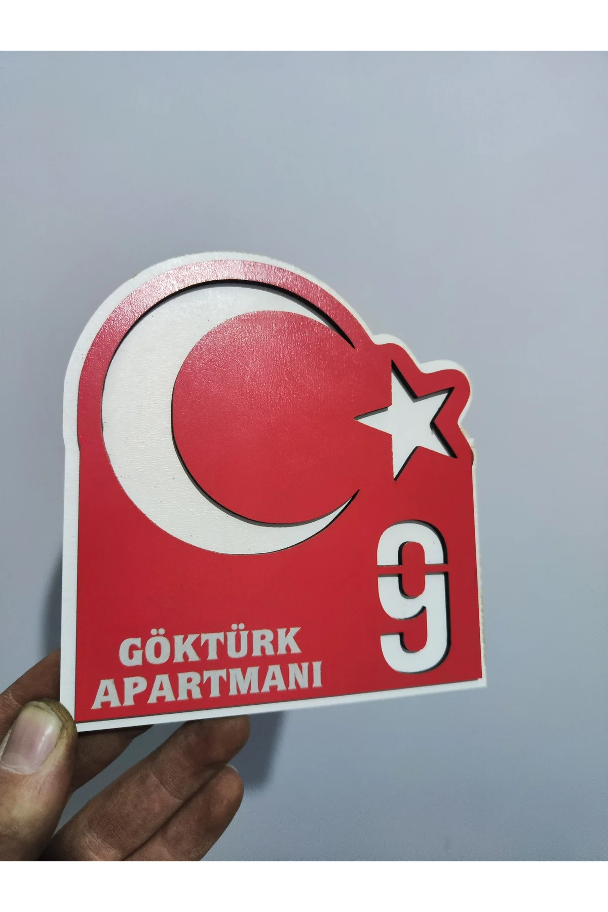 Türk Bayrağı Temalı Kapı Numarası - Fikart Görsel 2