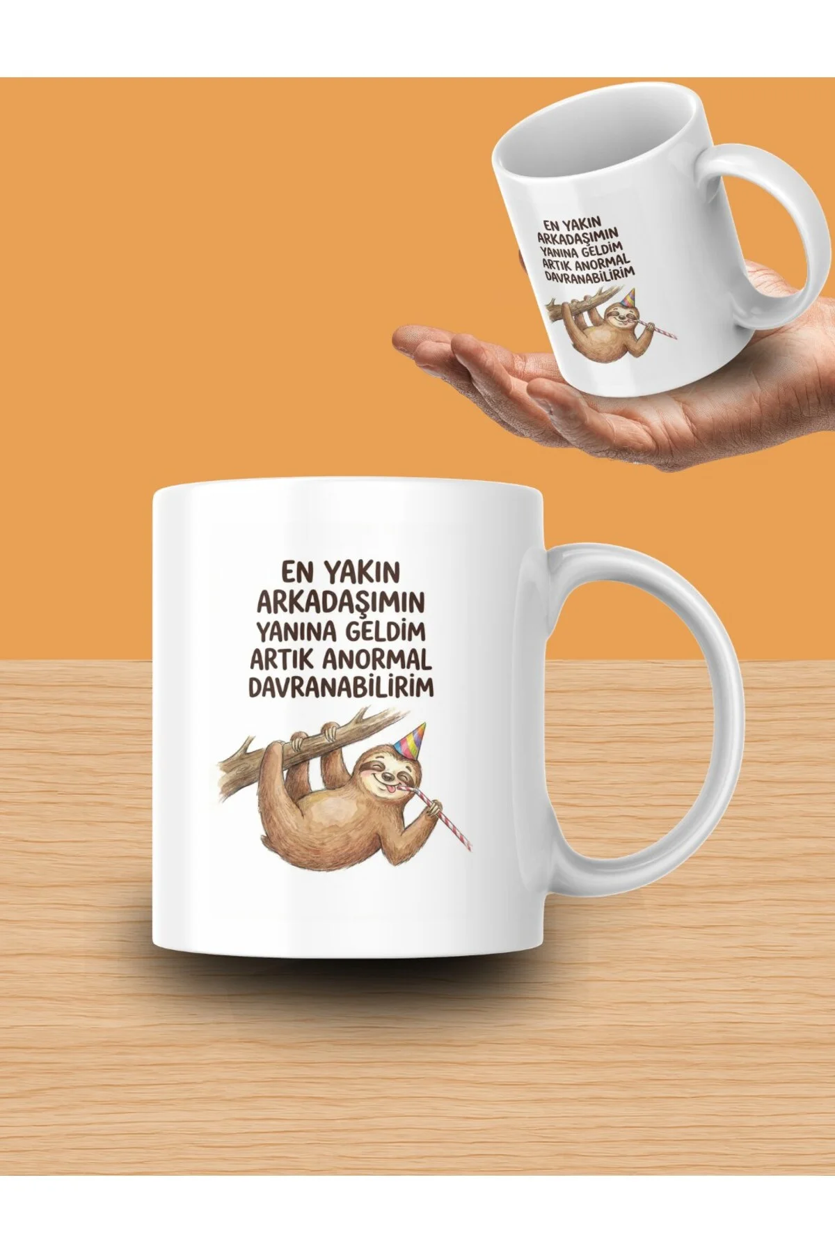 "En Yakın Arkadaşımın Yanına Geldim Artık Anormal Davranabilirim" Yazılı Tasarım Kupa Bardak