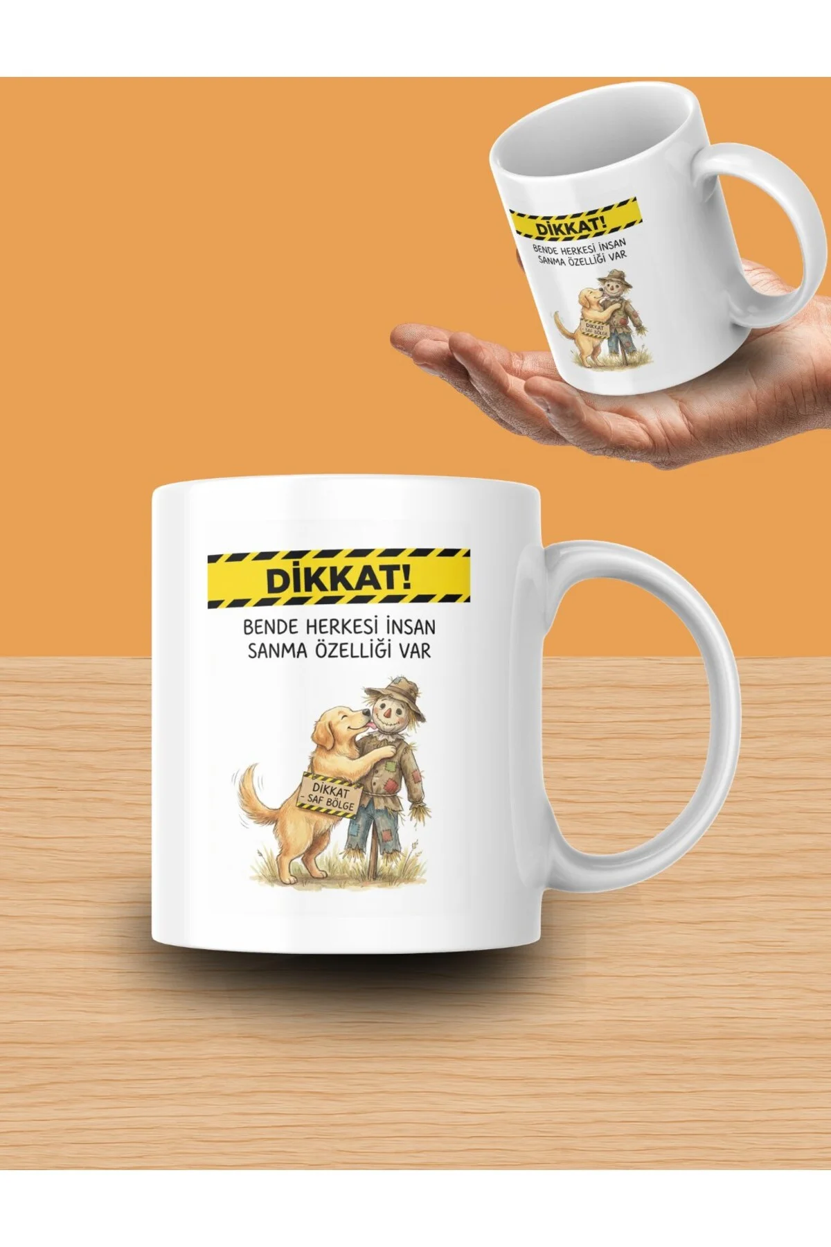 "Dikkat! Bende Herkesi İnsan Sanma Özelliği Var" Yazılı Tasarım Kupa Bardak