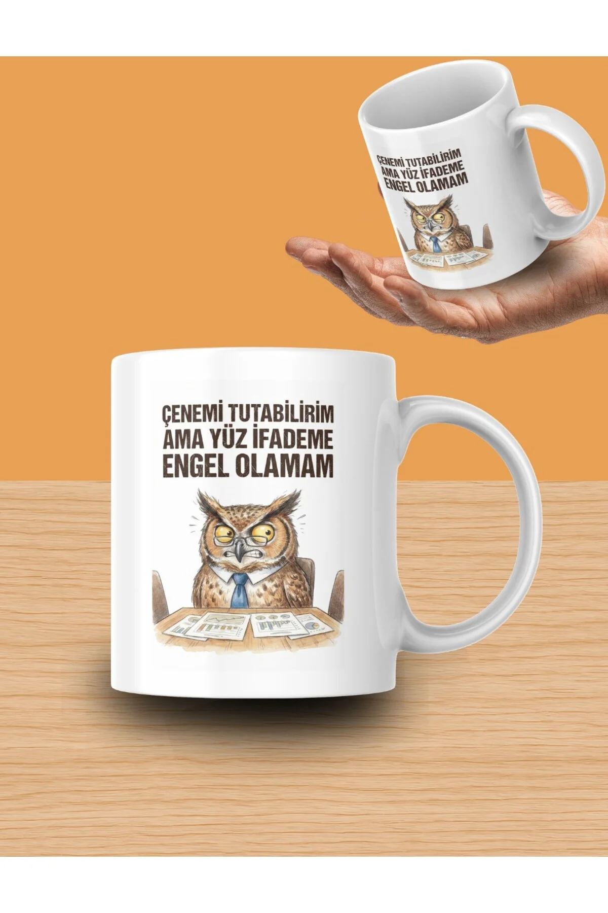 "Çenemi Tutabilirim Ama Yüz İfademe Engel Olamam" Yazılı Tasarım Kupa Bardak
