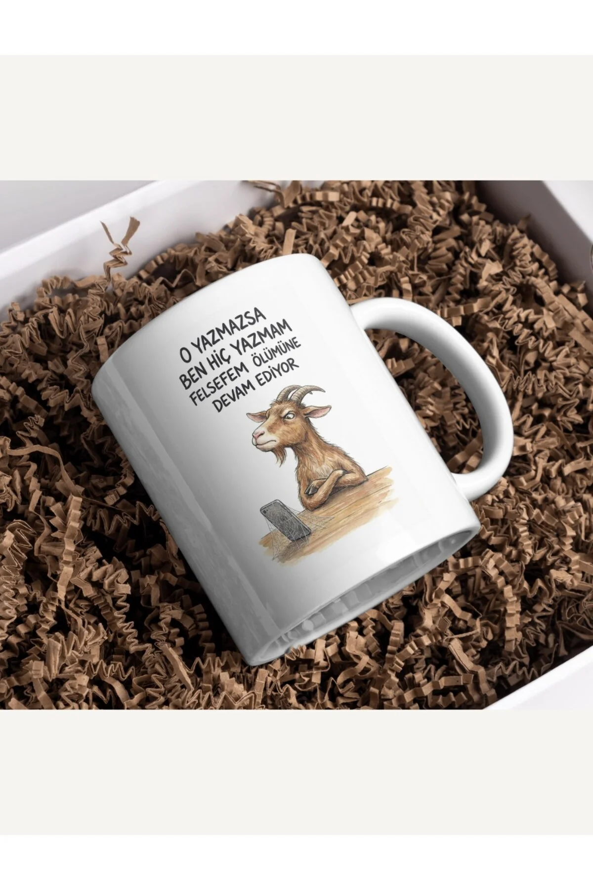 "O Yazmazsa Ben Hiç Yazmam" Keçi Tasarım Kupa