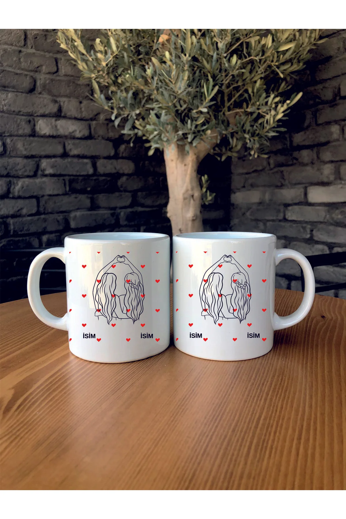 Best Friend Forever Kalp Baskılı Kişiye Özel Isim Yazılı En Yakın Arkadaş Seramik Kupa Bardak - Ceylin Hobi Hediyelik