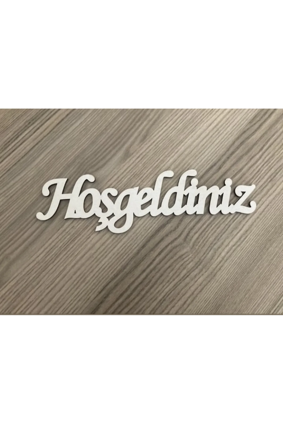 20x3 CM EBATLI BEYAZ AHŞAP HOŞGELDİNİZ YAZISI