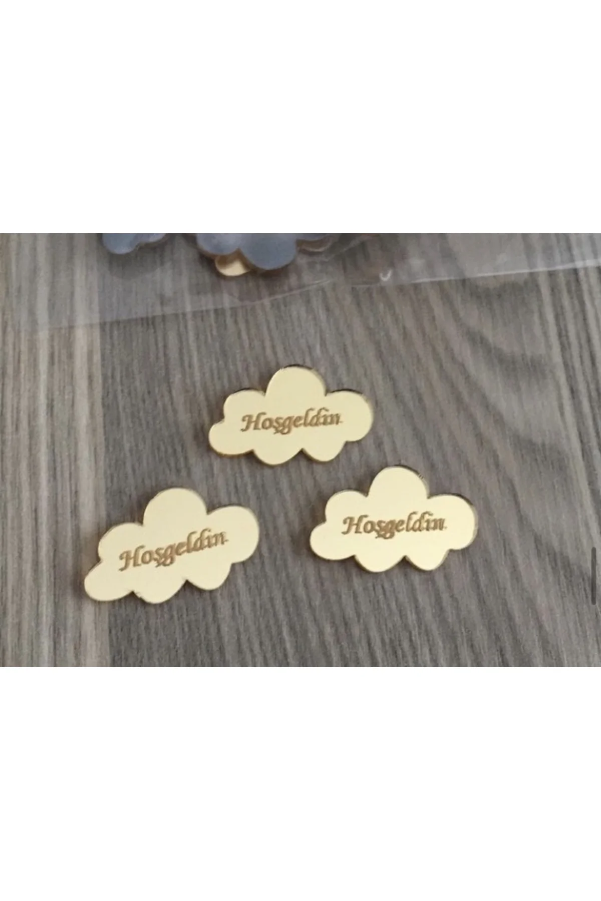 15 Adet Pleksi 3cm Bulut Etiket Pleksi Bulut Yazılı 3cm Ebat