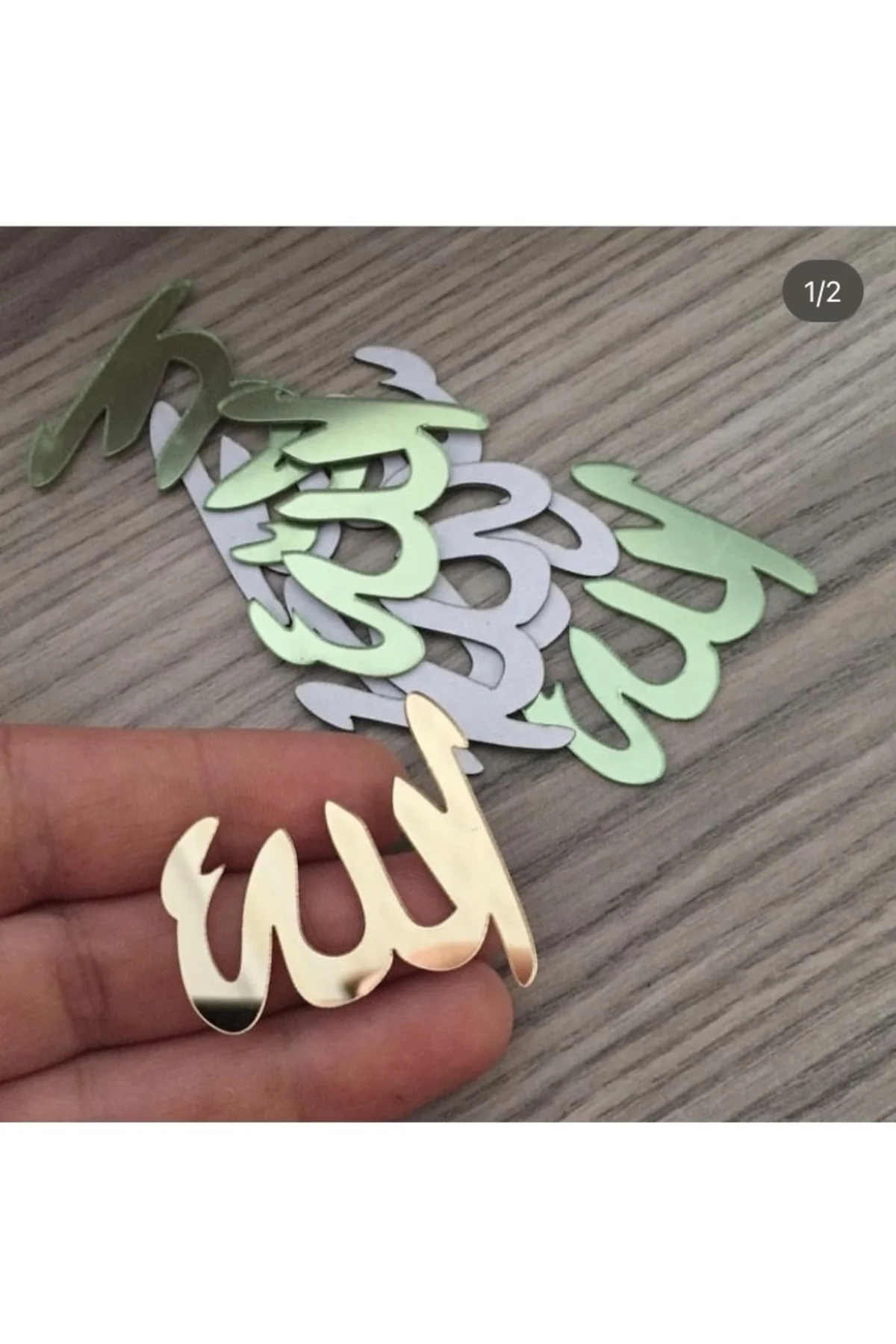 50 ADET 3 CM ALLAH LAFSI ALLAH YAZISI GOLD RENK BANTLI PLEKSİ