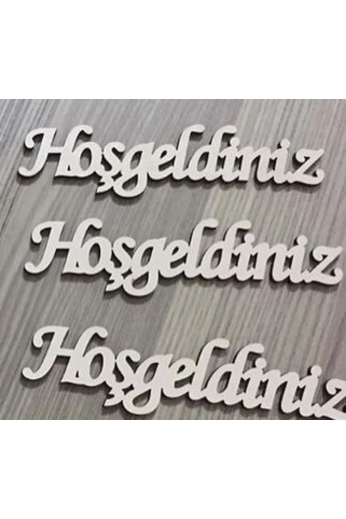 3 Adet Krem Renk 20x3 Cm Ebatlı Hoşgeldiniz Yazısı Ahşap Yazı