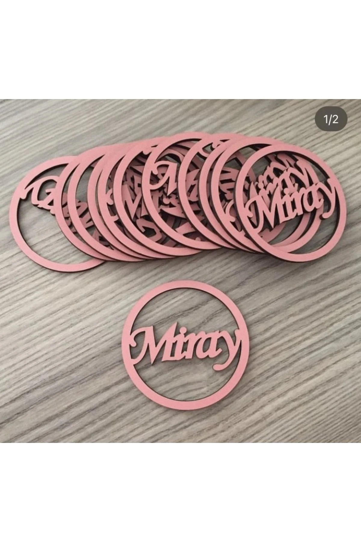 15 Adet 7 Cm Ahşap Isimli Çerçeve Süsleme Ürünü Magnet Yapım Ahşabı 7 Cm Pembe Renk