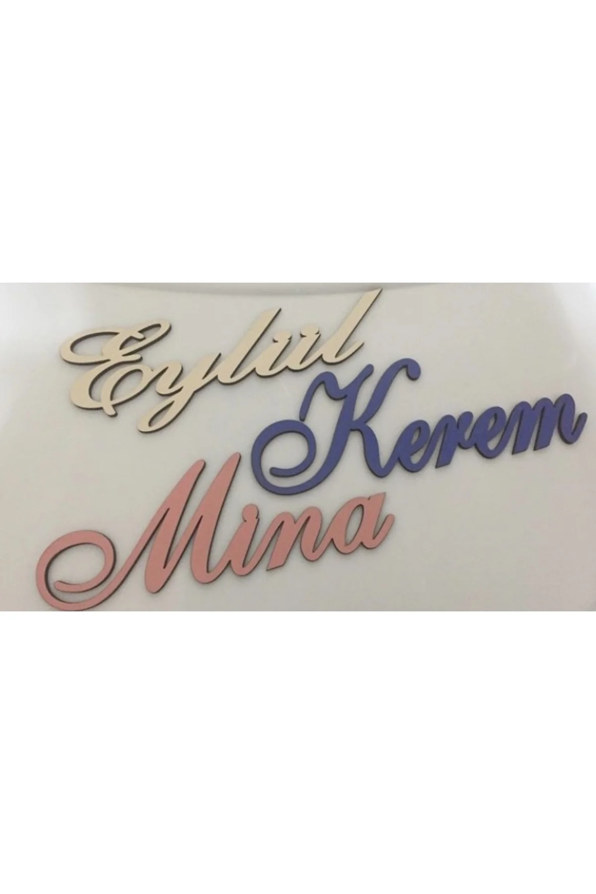 15 CM RENKLİ AHŞAP İSİM İSTEDİĞİNİZ RENGİ YAZINIZ KREM MAVİ PEMBE